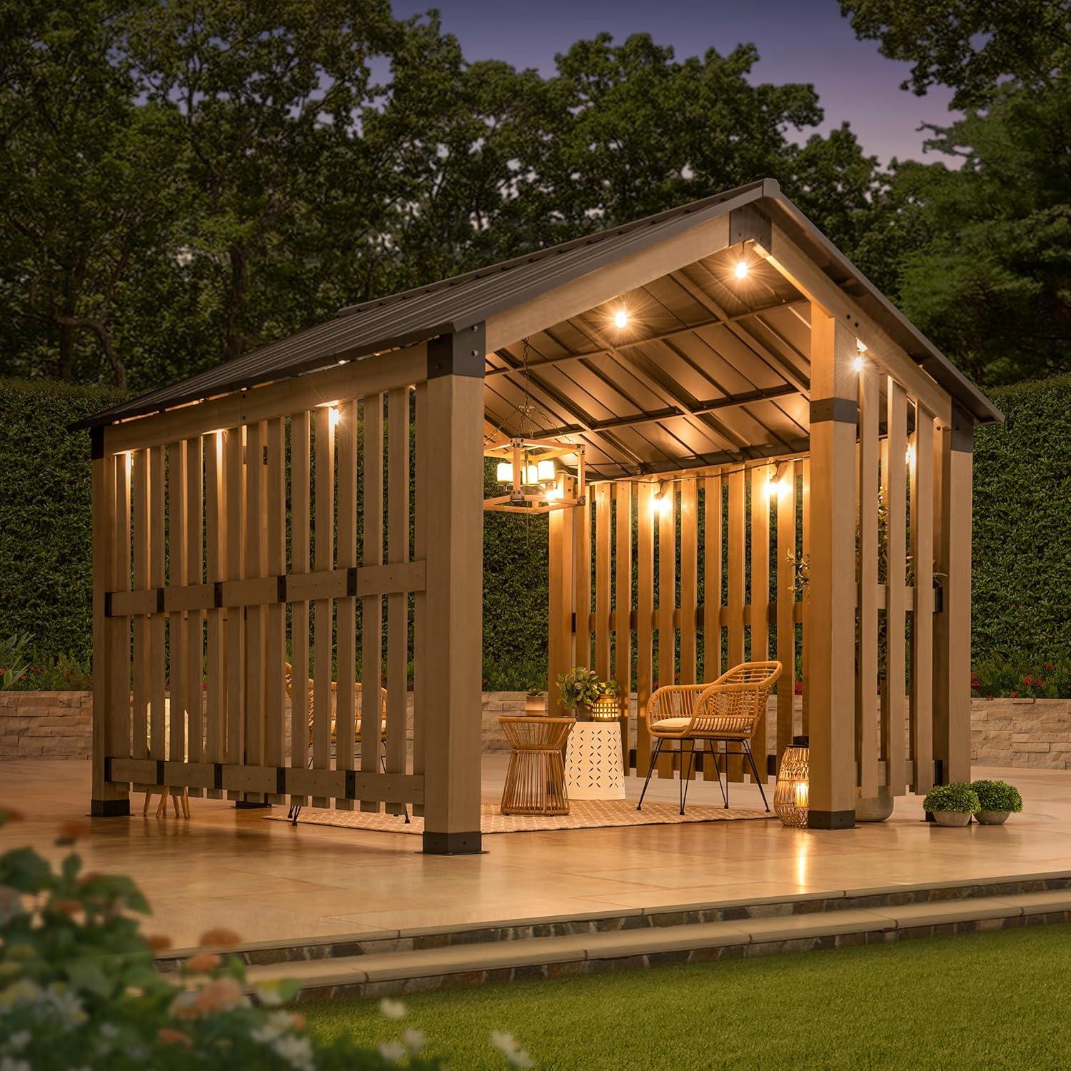 Sienna 11 ft. Cedar Wood and Steel Hot Tub Gazebo