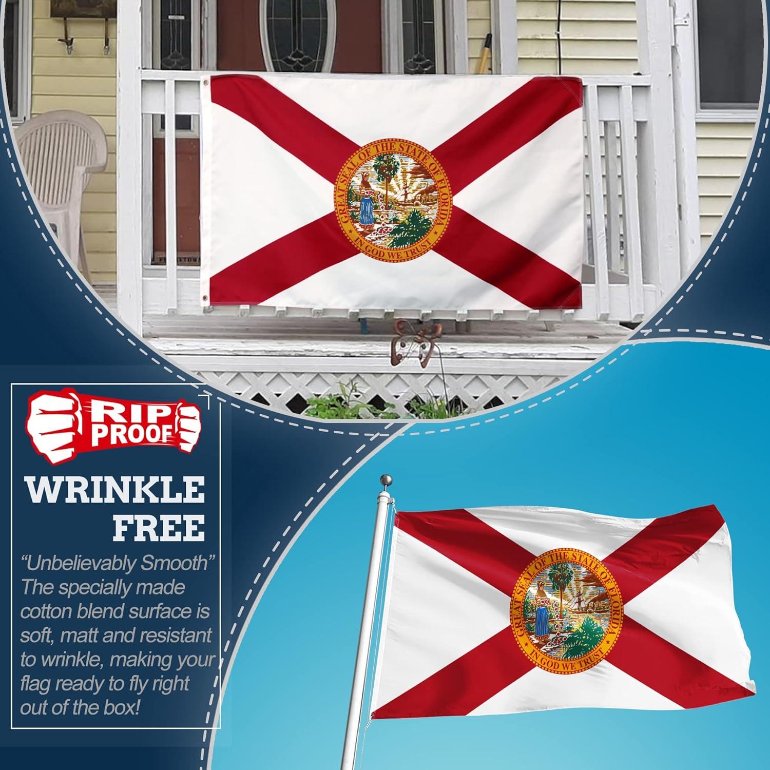 Anley Rip-Proof Double Sided 3-Ply Florida State Flag 3x5 Foot - USA FL State Flags