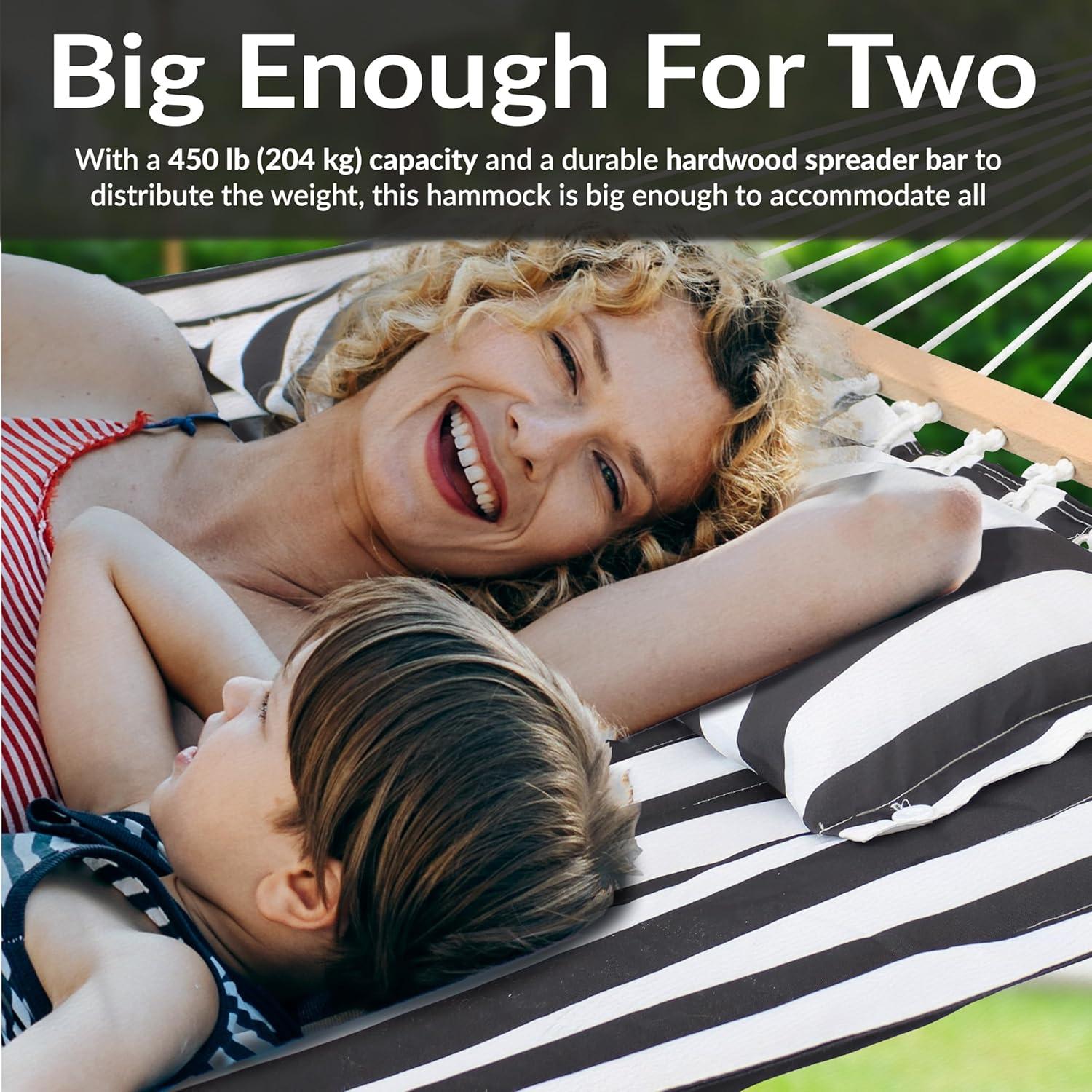 2-Person Quilted Polyester Spreader Bar Hammock