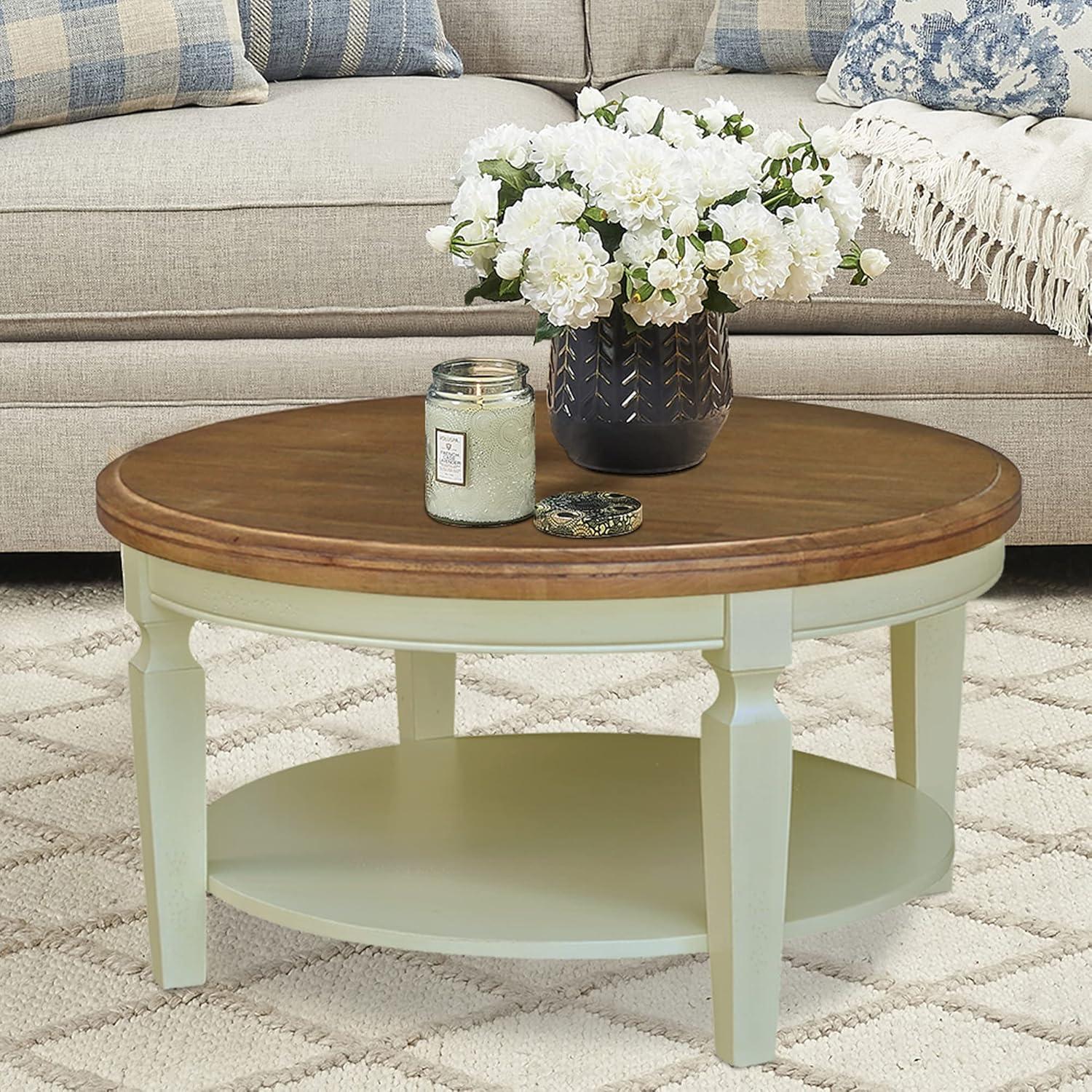 Vista Hickory Shell 38" Round Solid Wood Coffee Table