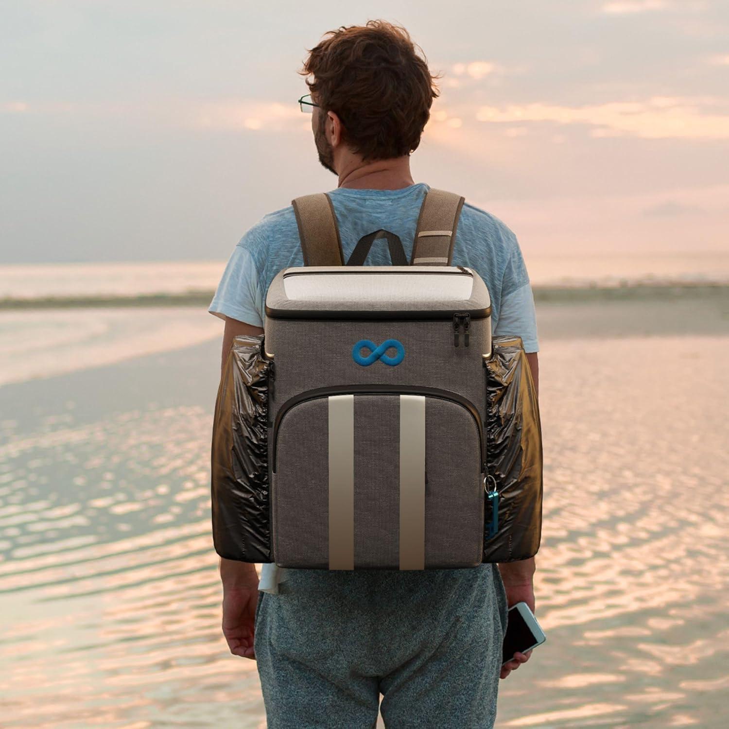 Everlasting Comfort Insulated Cooler Backpack Leak Proof Thermal Bag Picnic Backpack, Gray