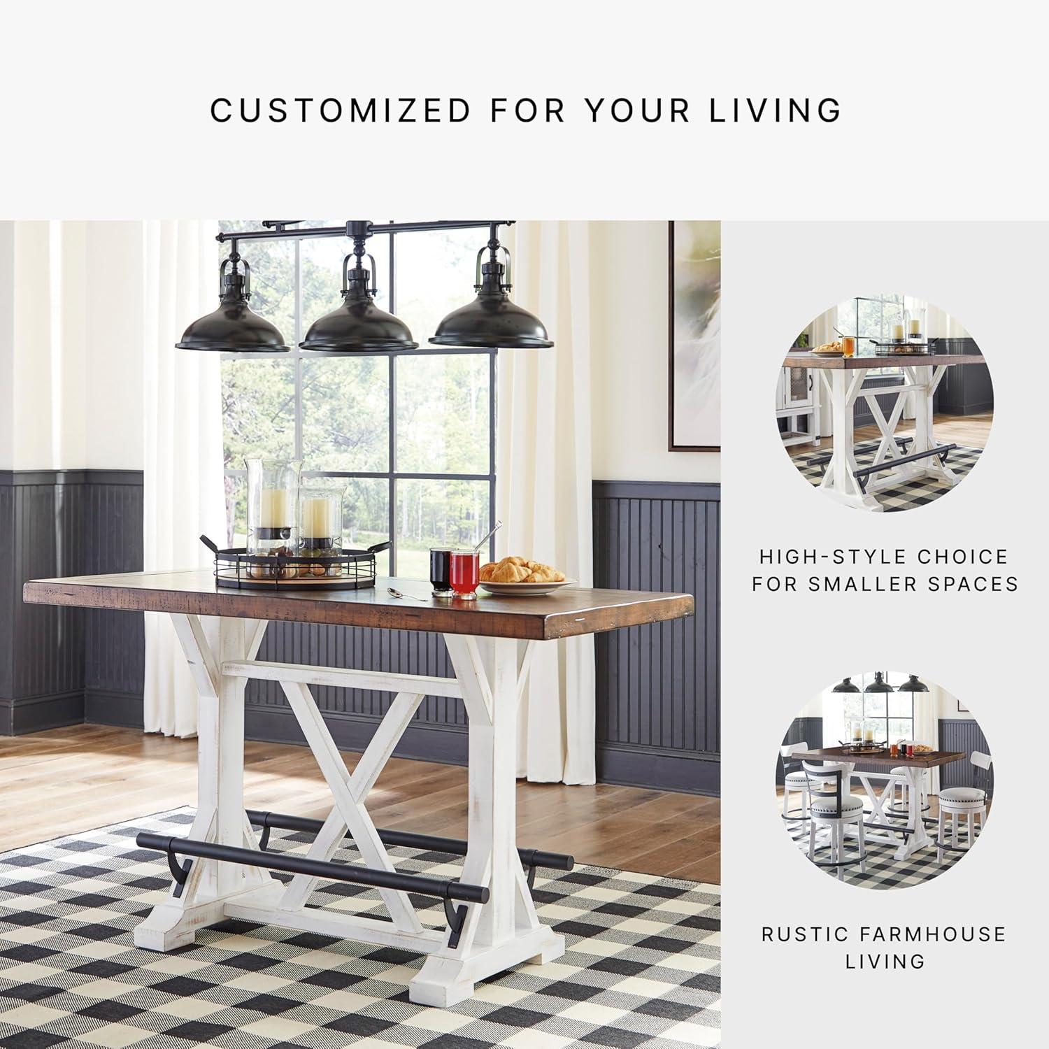 Signature Design By Ashley Casual Valebeck Counter Height Dining Table White/Brown