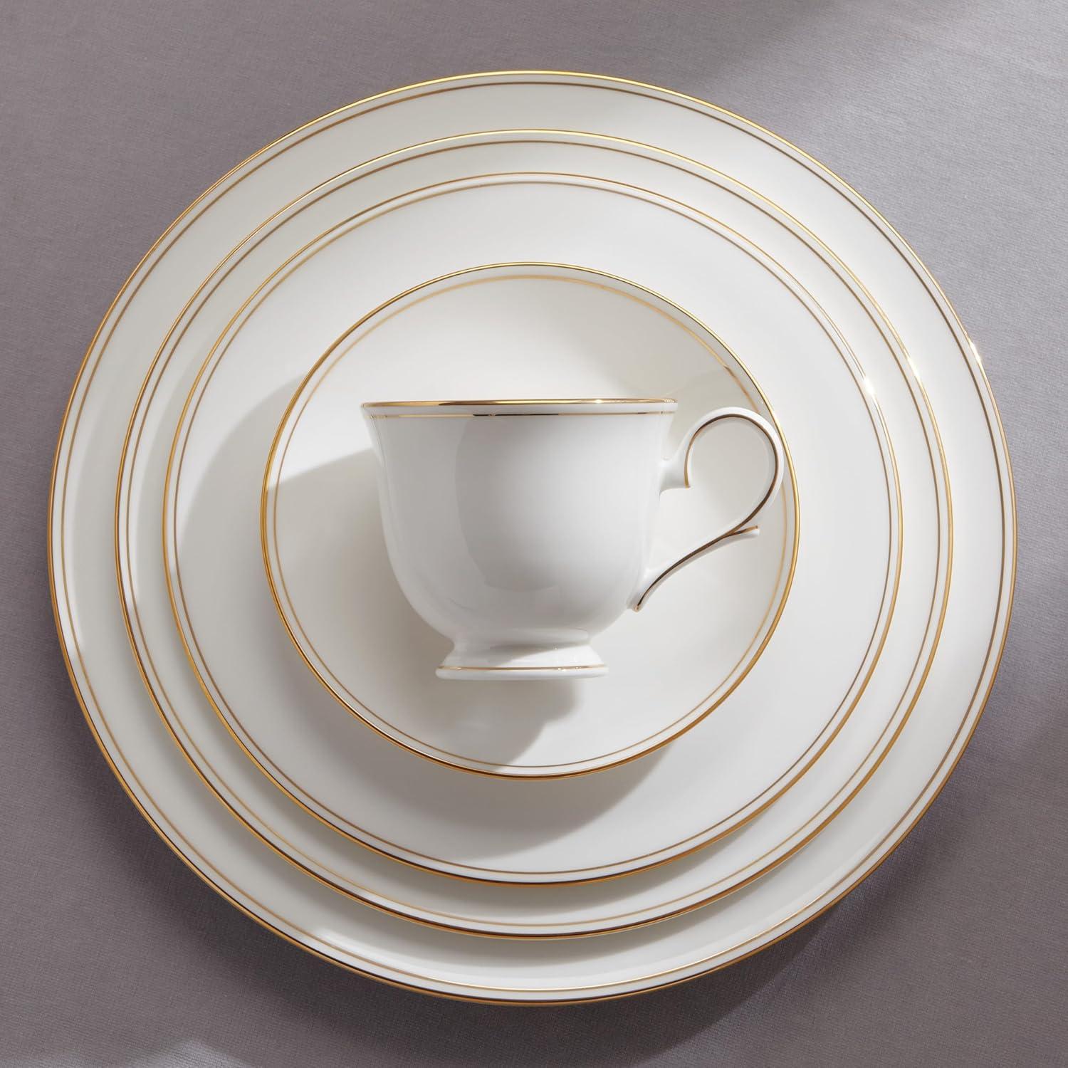 White and Gold Porcelain 5-Piece Formal Place Setting