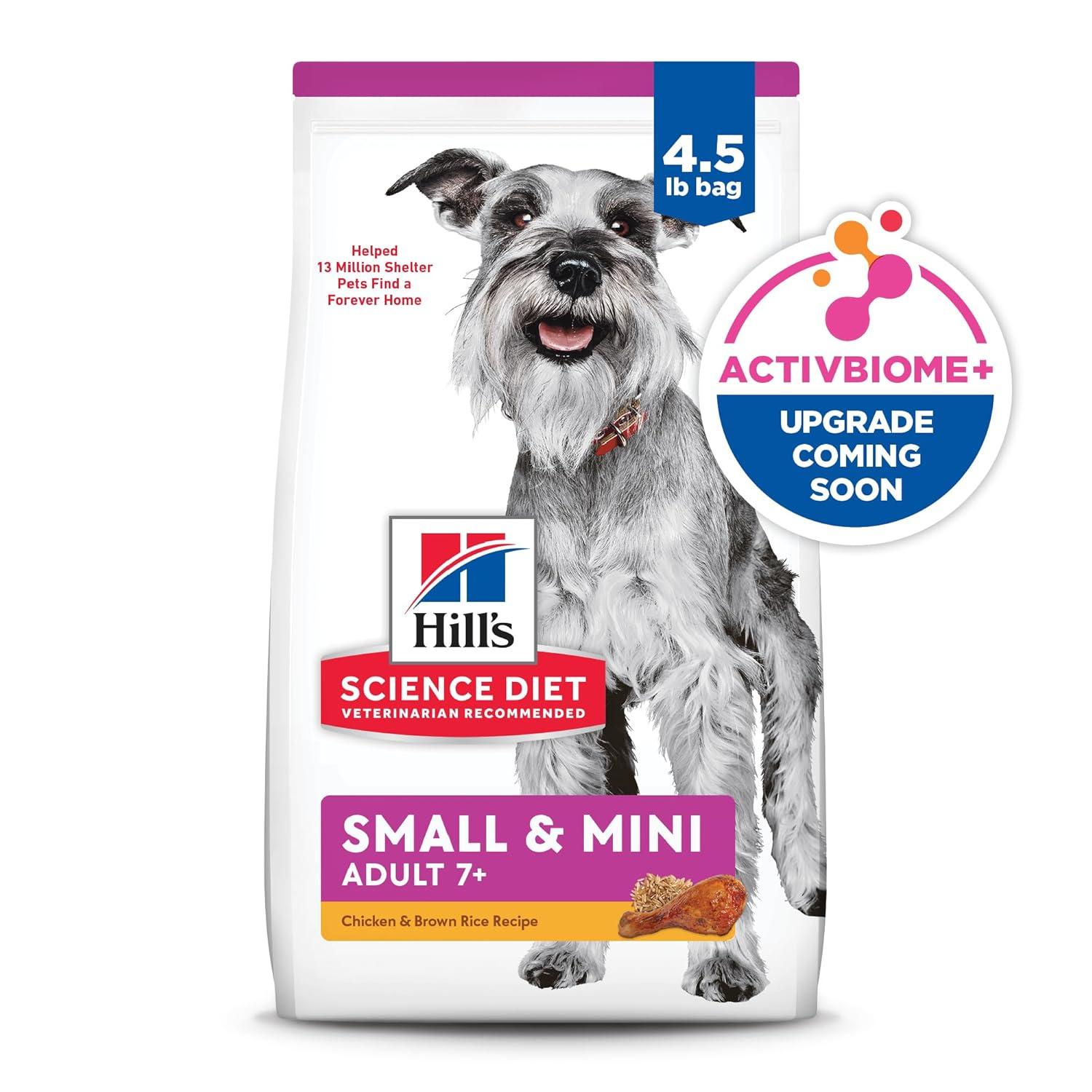 Hill's Science Diet Small & Mini Chicken, Barley & Rice Dry Dog Food for 7+ Senior Dogs, 4.5lb Bag