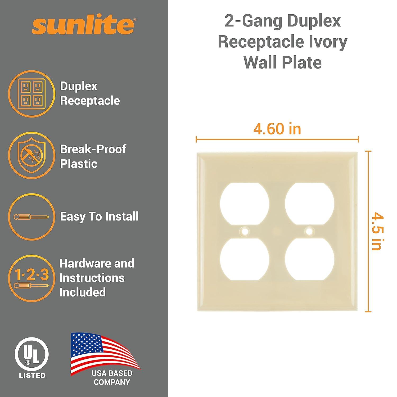 Ivory 2-Gang Plastic Duplex Outlet Wall Plate Covers