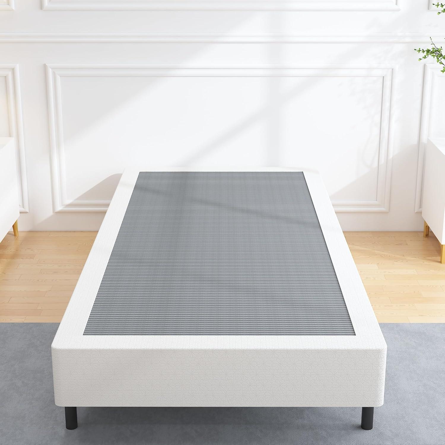 Mahtotopa 9 Inch Twin Box Spring High Profile Metal Frame Mattress Foundation With Fabric Cover