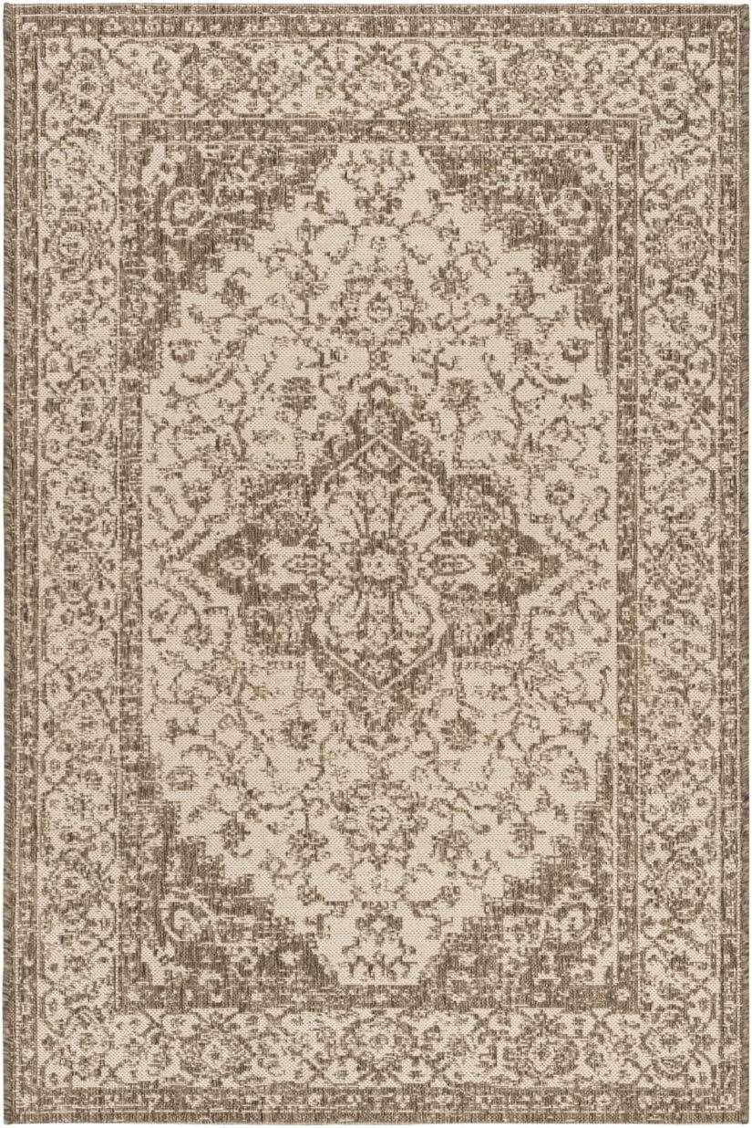SAFAVIEH Beach House Stanice Medallion Indoor/Outdoor Area Rug, Cream/Beige, 2'2" x 4'