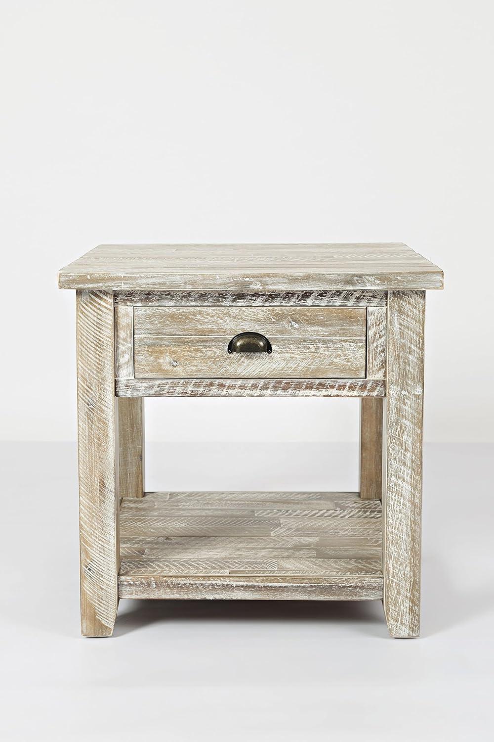 Jofran,Artisan's Craft Rustic Farmhouse Distressed Solid Wood End Table