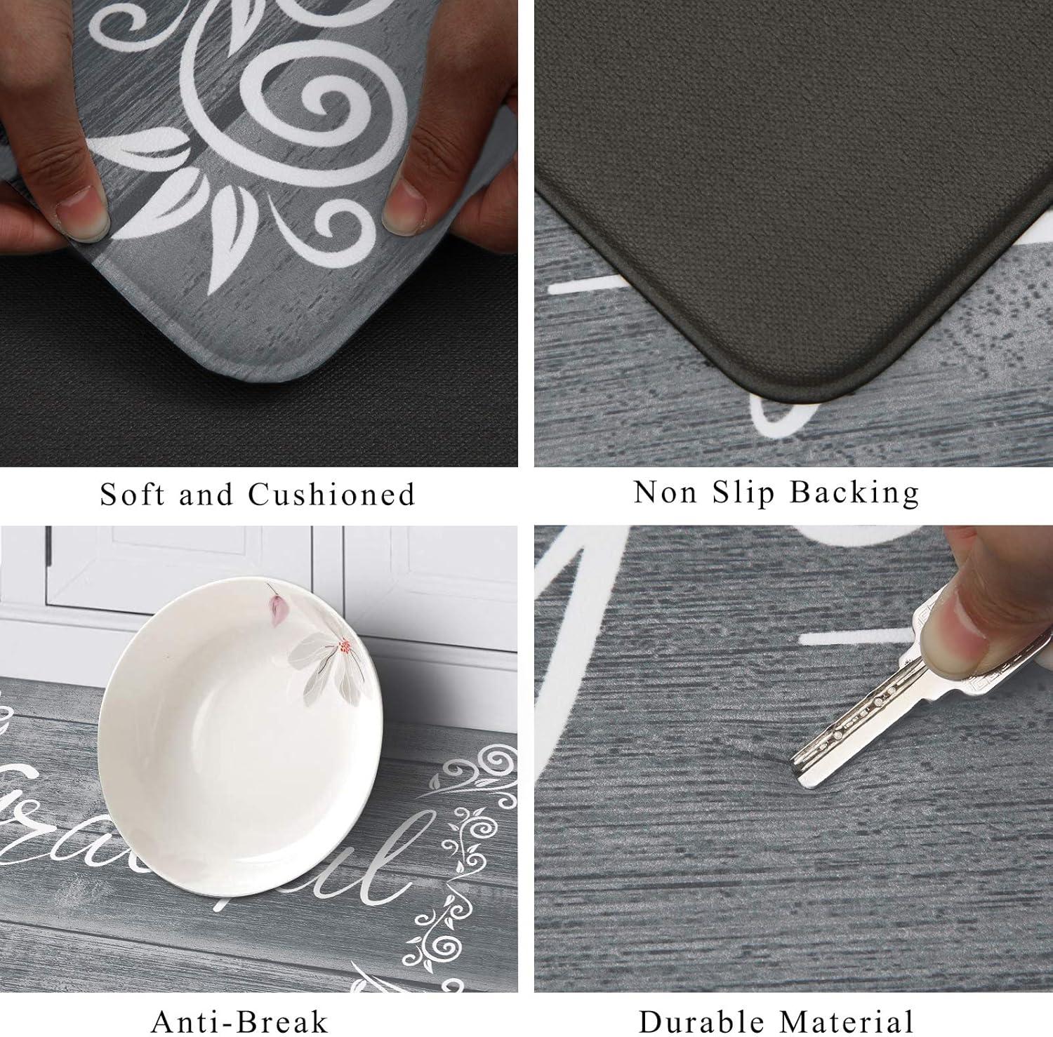 Rosalind Wheeler The Anti Fatigue Kitchen Mat Set of 2 Non Slip Cushioned Kitchen Mats for Floor Waterproof Farmhouse Kitchen Rugs and Mats Set Comfort Standing Desk Mat Carpet