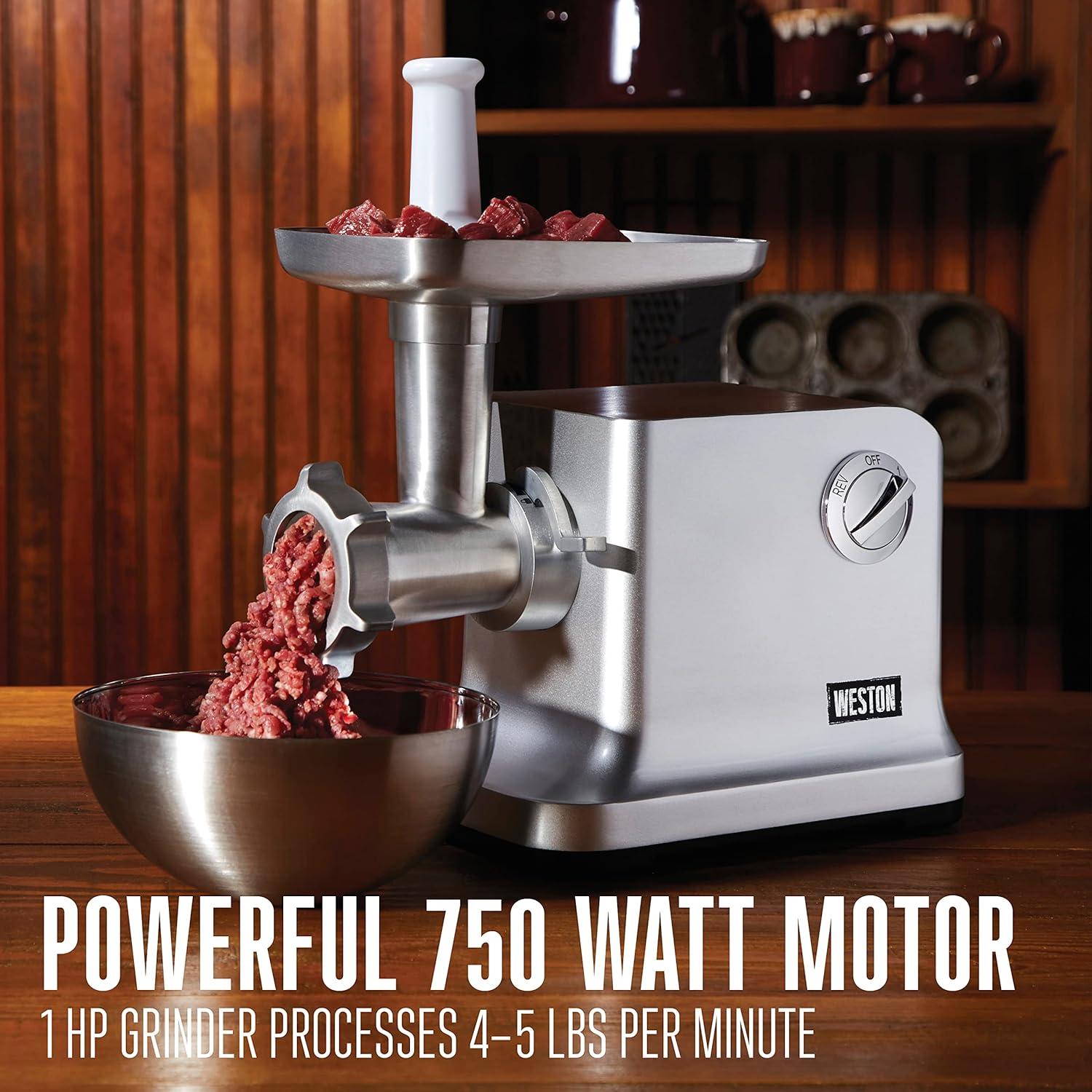 Weston Weston #12 Electric Meat Grinder & Sausage Stuffer with Powerful 750 Watt, 1 hp Motor