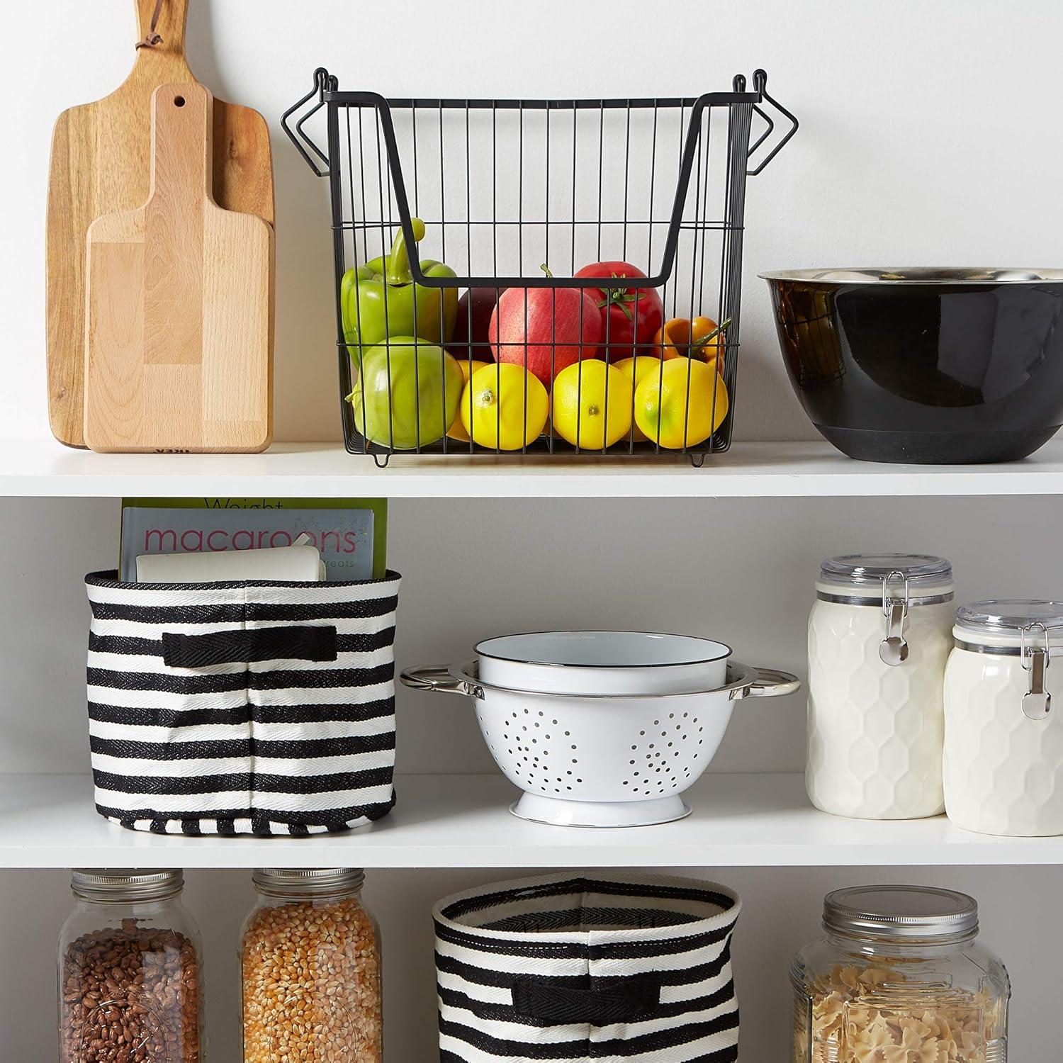 DII Design Imports Metal Wire Mesh Stackable Utility Storage Bin with Swinging Handles for Kitchens, Offices, and Living Rooms, Large, Cool Gray