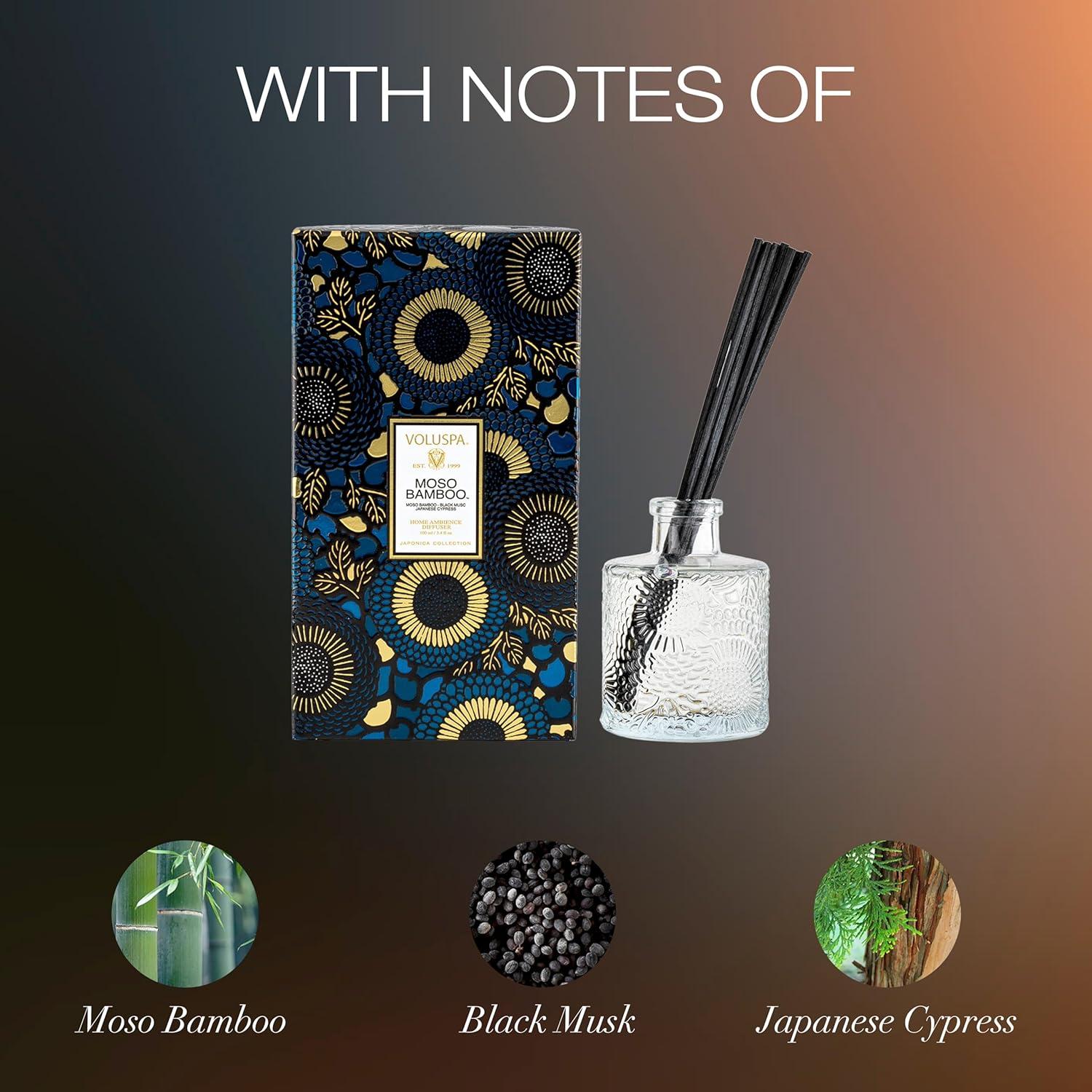 Moso Bamboo Reed Diffuser with Embossed Glass Bottle