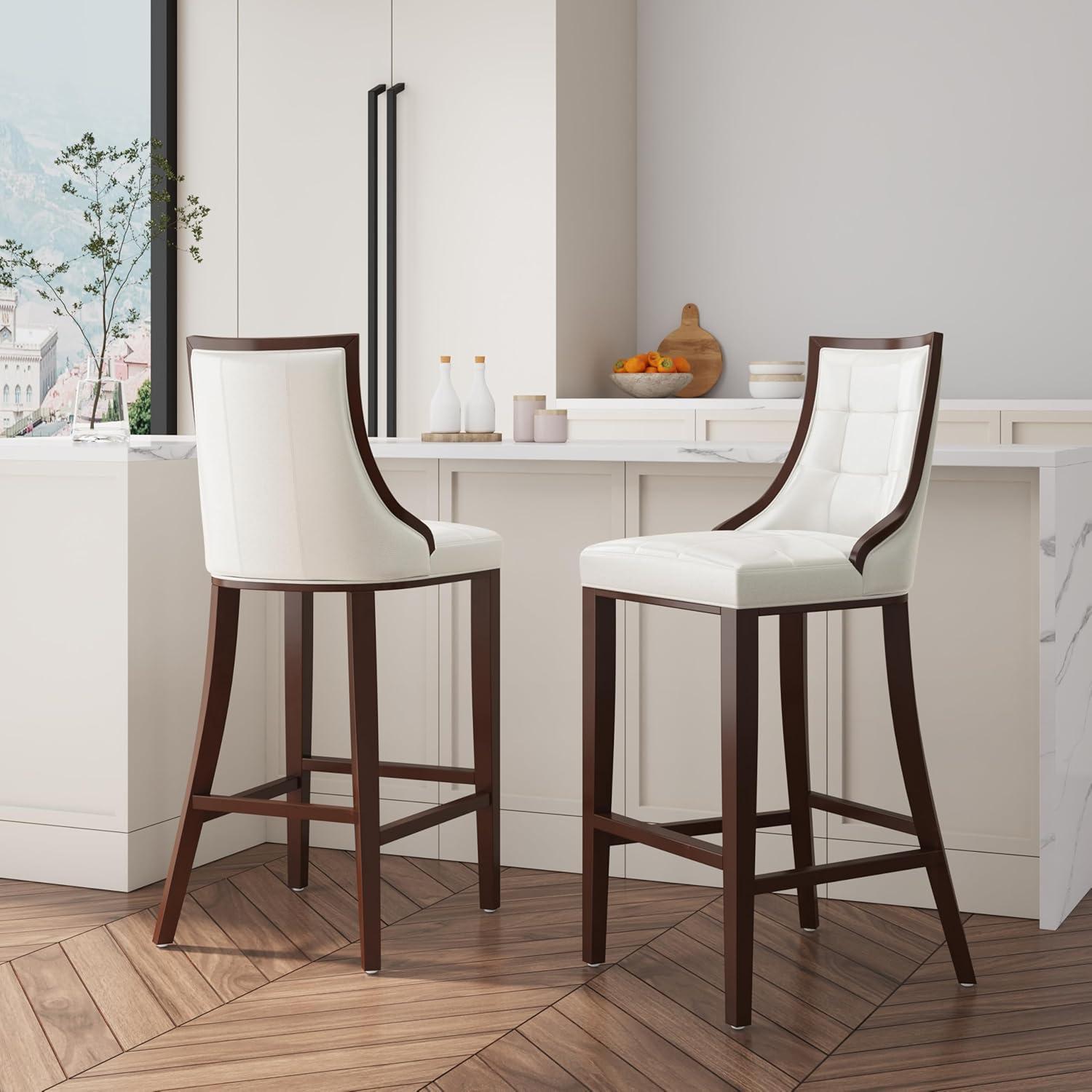 Set of 3 Fifth Avenue 31.5" Beech Wood Barstools with Footrest - Manhattan Comfort