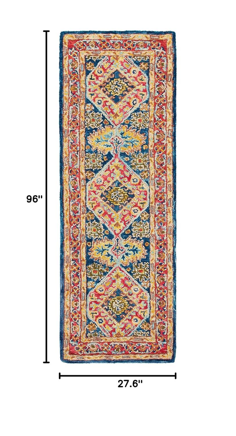Aspen APN523 Hand Tufted Runner Rug - Red/Blue - 2'3"x8' - Safavieh.