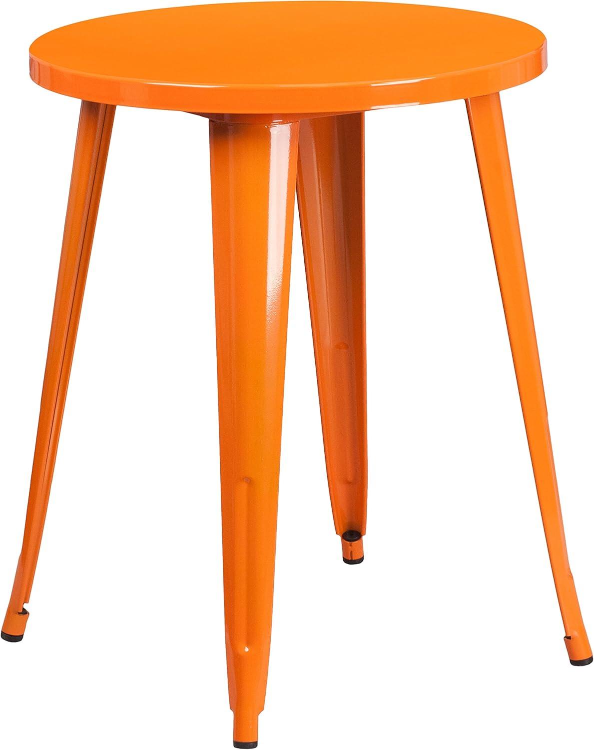 Flash Furniture Commercial Grade 24" Round Orange Metal Indoor-Outdoor Table