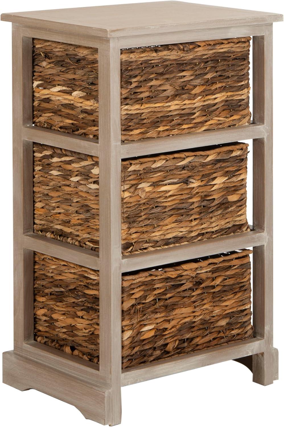 Halle 3 Wicker Basket Storage Side Table - Safavieh