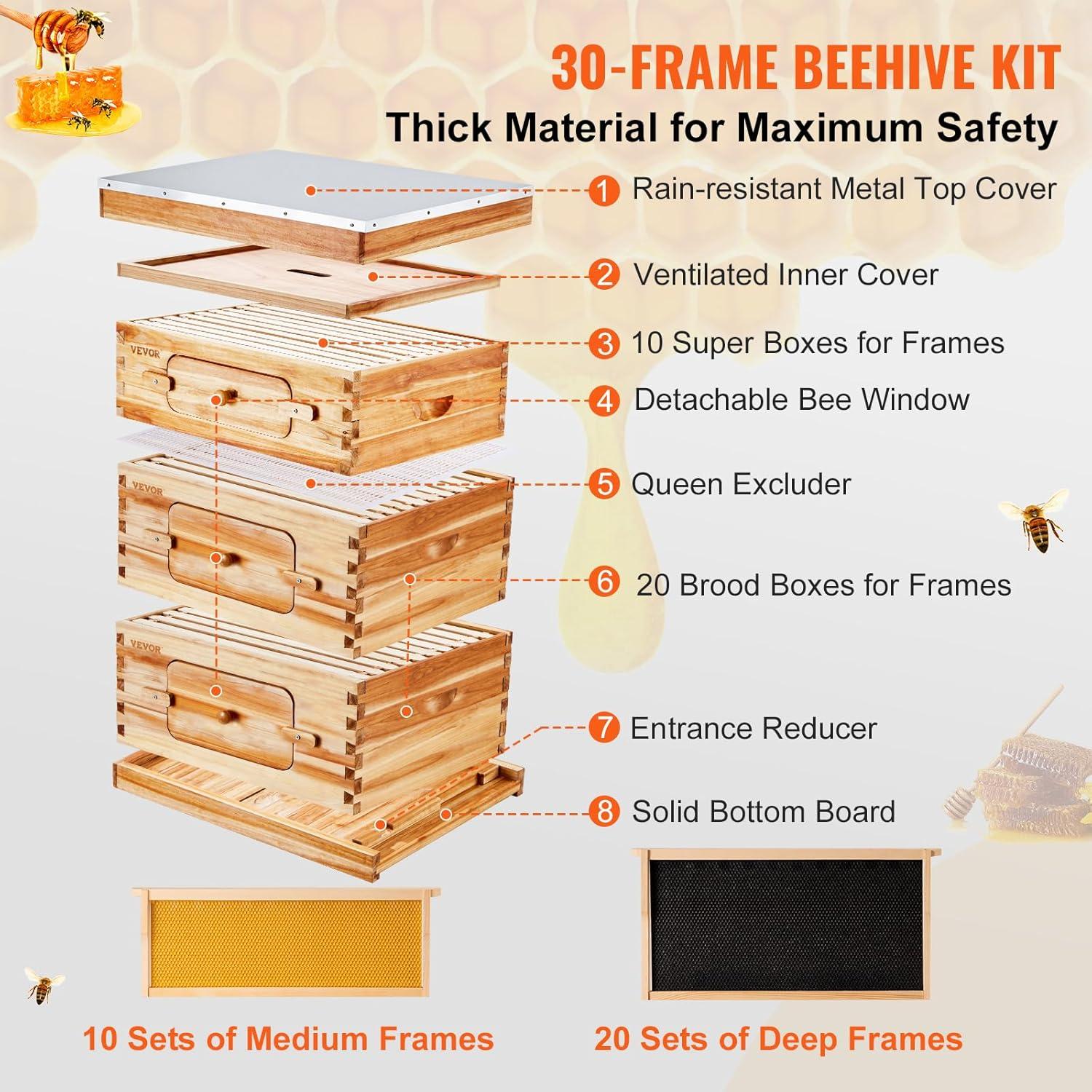 VEVOR VEVOR Bee Hive 30 Frame Bee Hives Starter Kit