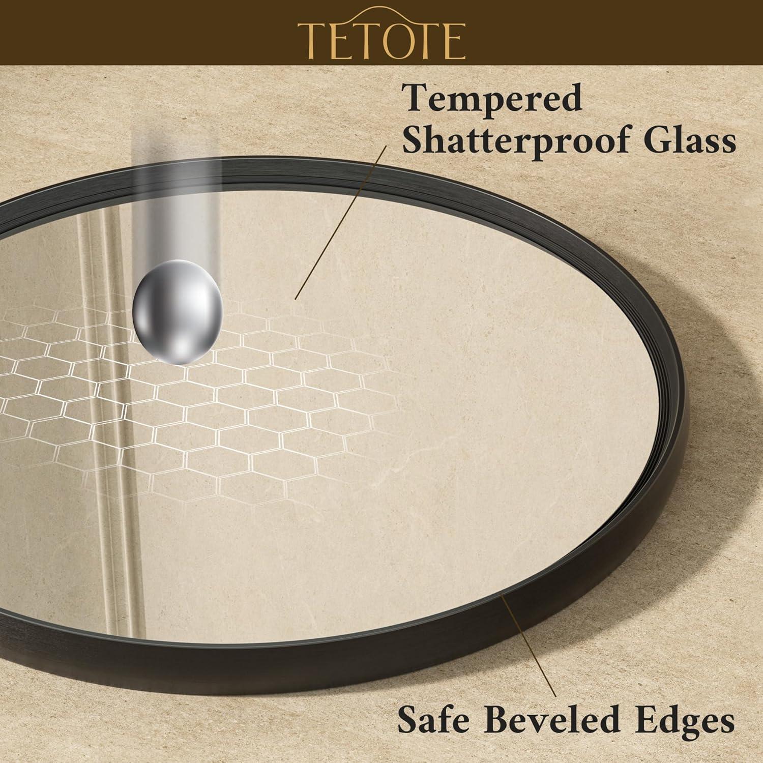 Tetote Black Round Mirror for Bathroom, 24 inch Modern Circle Mirrors, Wall Mounted Matte Metal Frame Entryway Decorative Farmhouse Vanity Mirror
