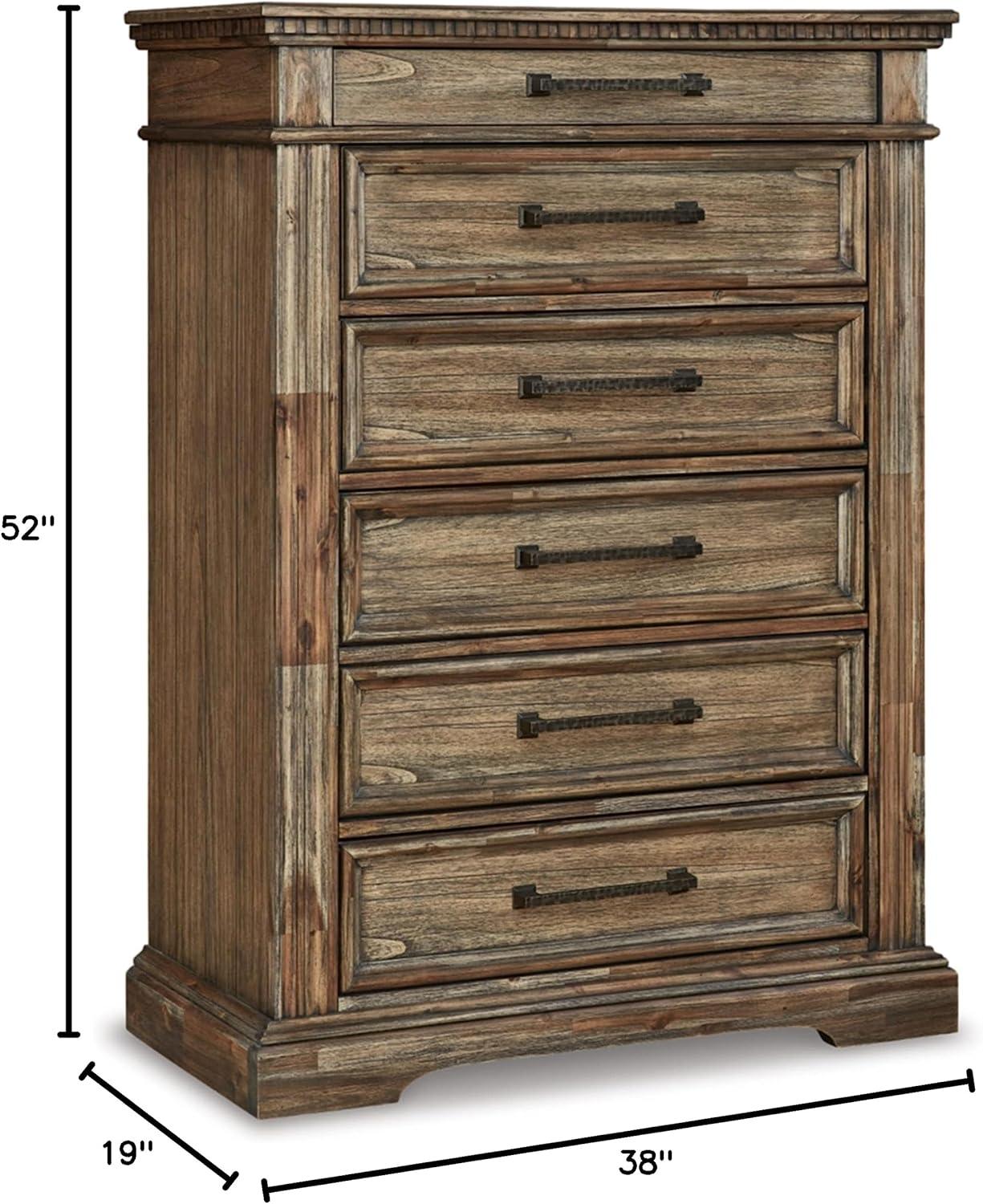 Brown Traditional 6-Drawer Chest with Soft Close and Felt Lined Drawers