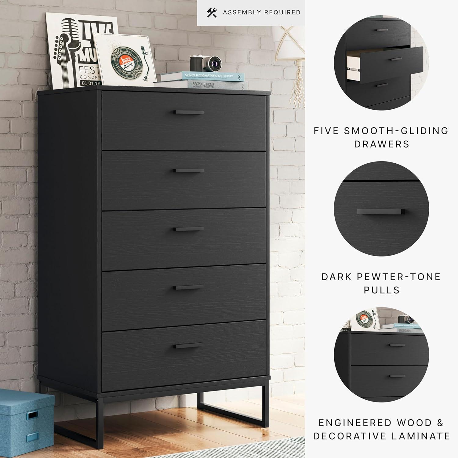 Signature Design by Ashley Socalle 5 Drawer Dresser, Black