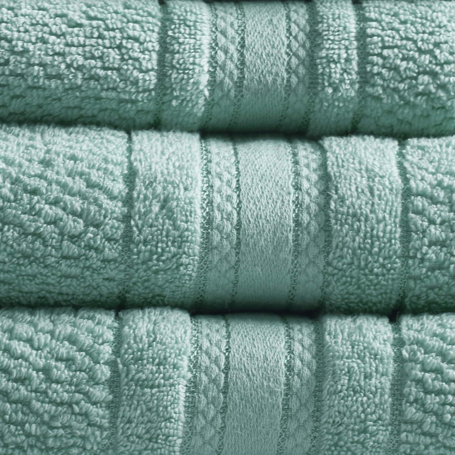 6pc Roman Super Soft Cotton Bath Towel Set Teal: Madison Park, Lightweight Terry, OEKO-TEX Certified