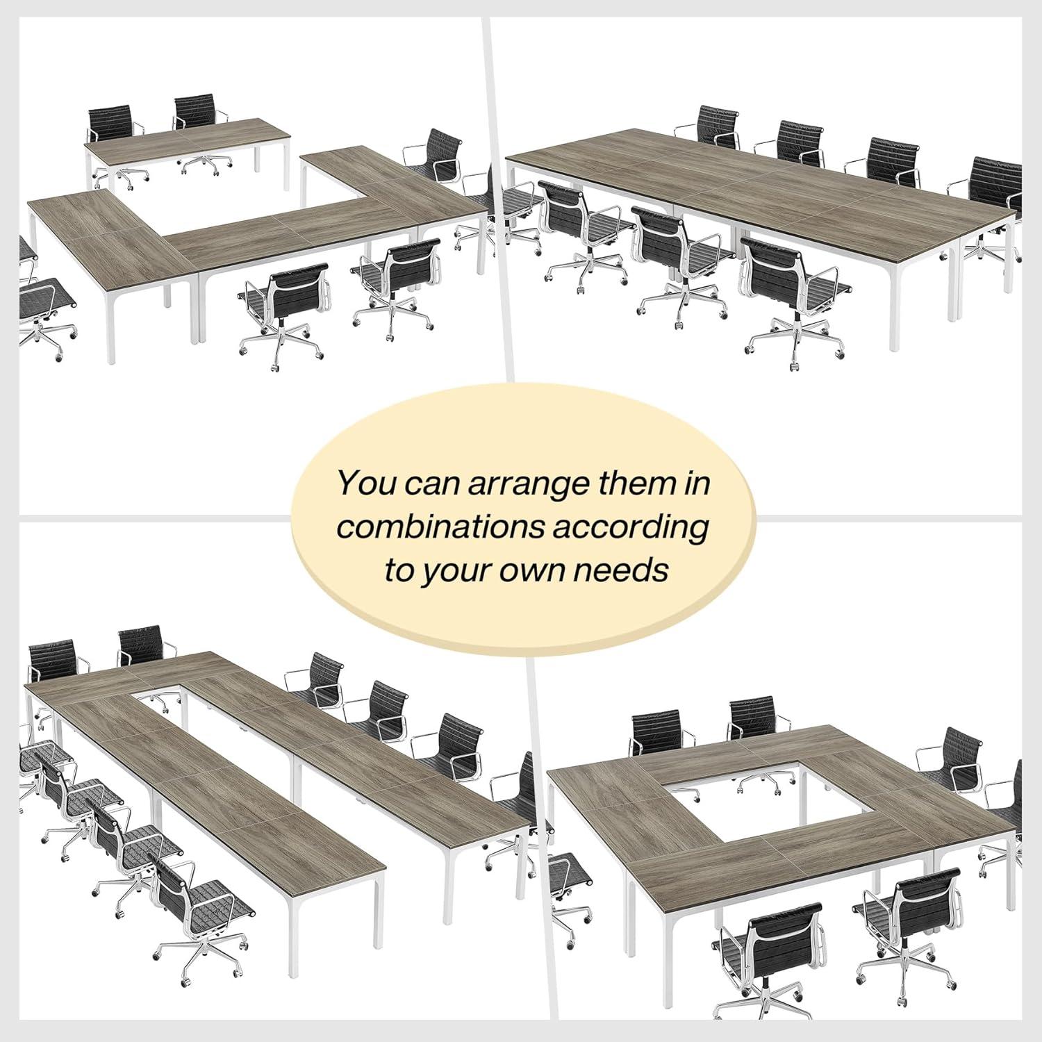 Tribesigns 13ft Light Brown Engineered Wood Conference Table Set