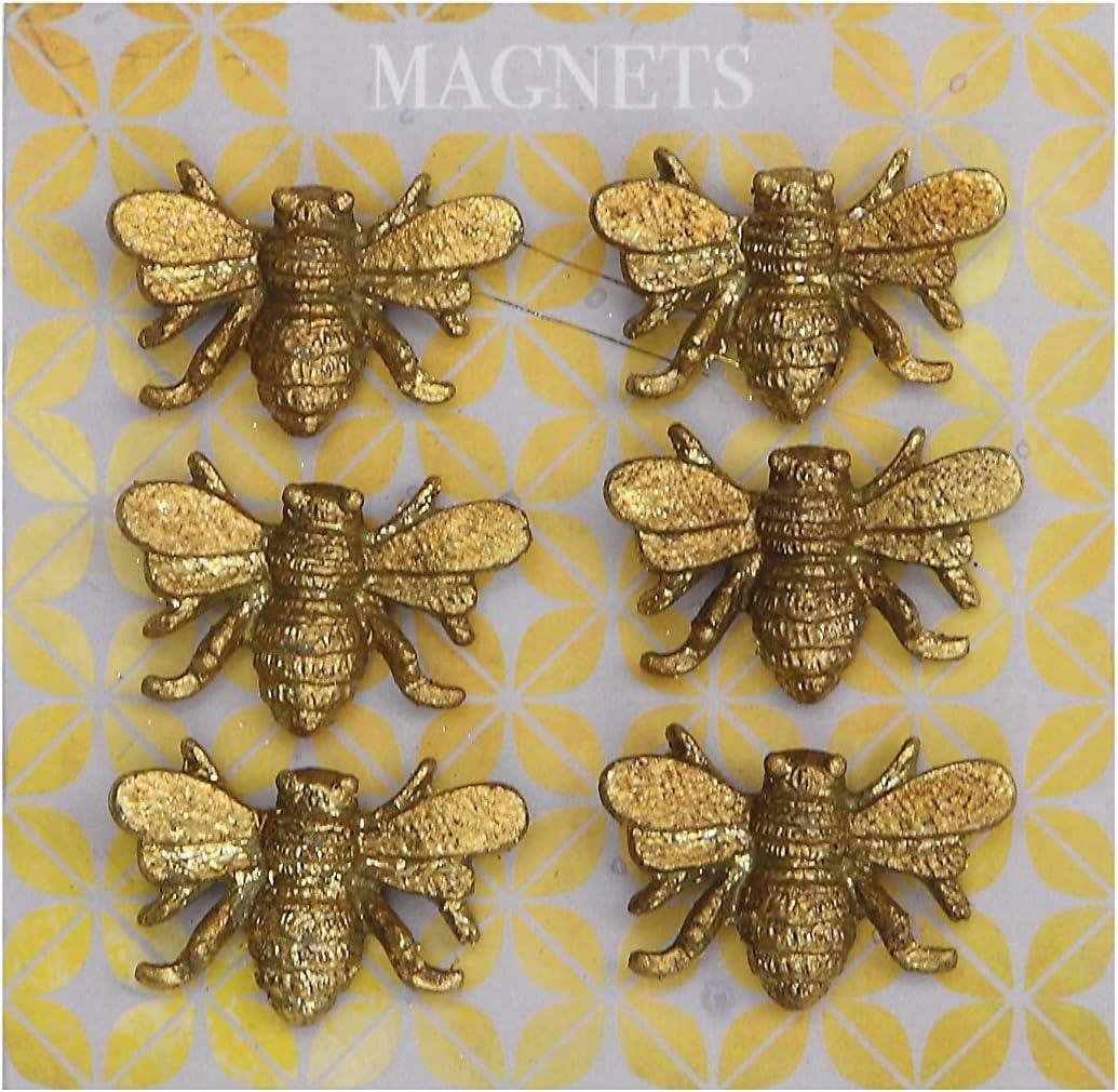 Creative Co-Op Six Pewter Bee Magnets on a Card (Set of 6 Pieces)