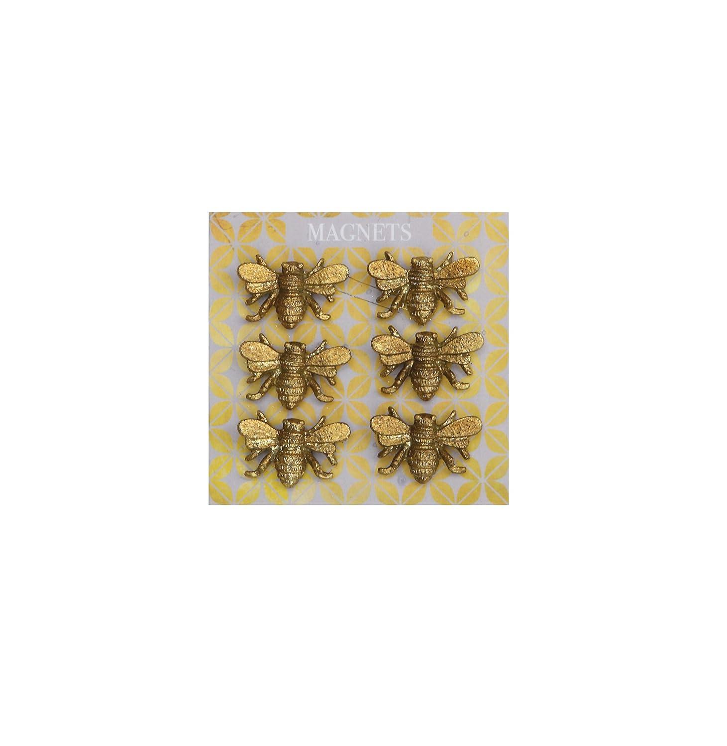 Creative Co-Op Six Pewter Bee Magnets on a Card (Set of 6 Pieces)