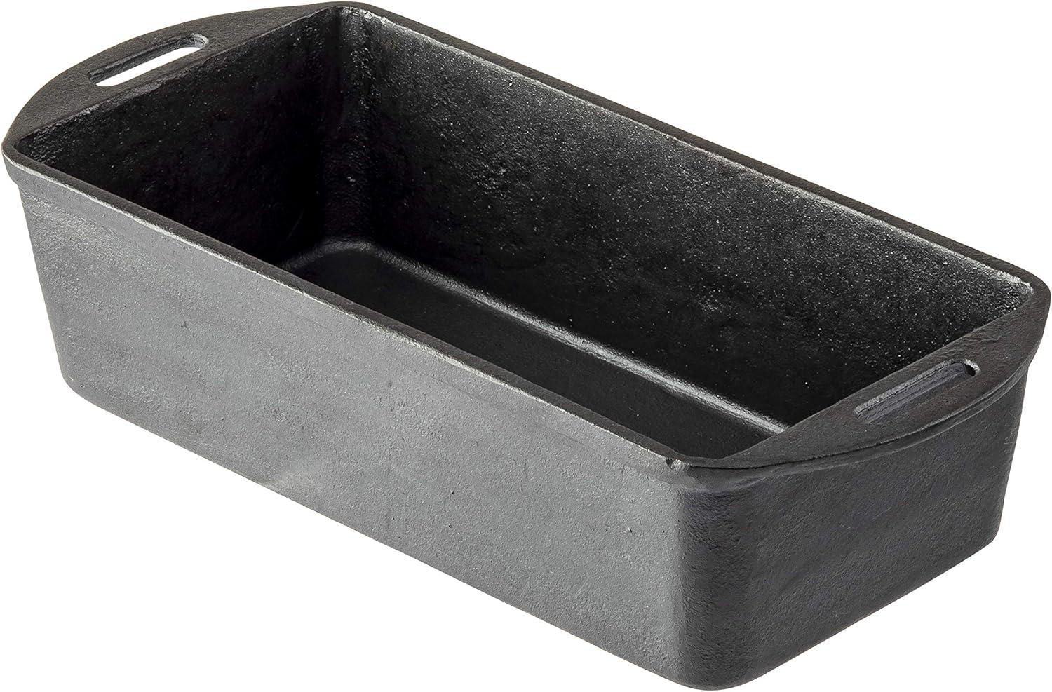 Rectangular Black Cast Iron Loaf Pan with Handles