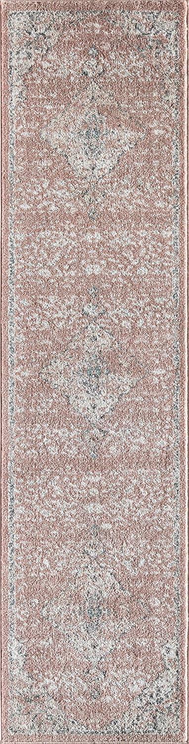 Hailey Pink Amaranth Entryway Rug - Vintage Boho Rug for Hallways, Pink Rug for Bedroom, Stylish Accent Rug, 2'6"x12'