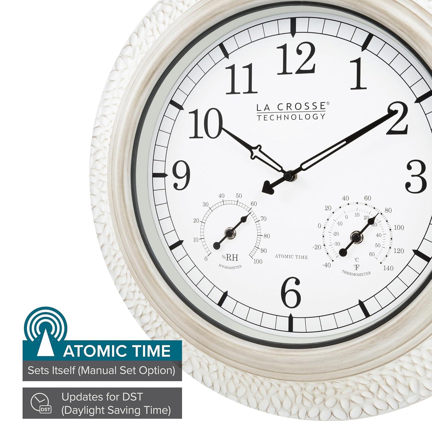 La Crosse Technology 21" Atomic Analog Wall Clock with Temperature & Humidity