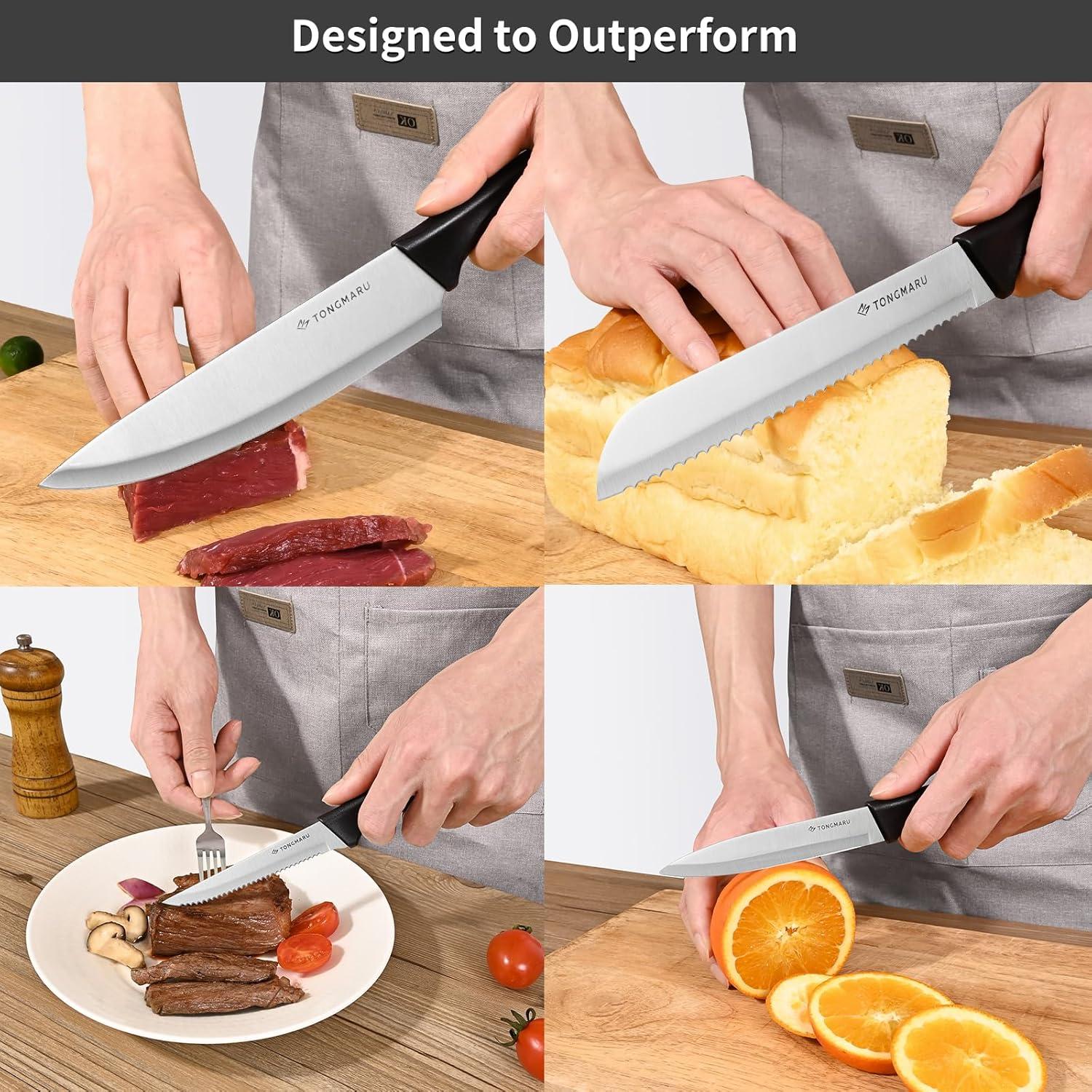 Zulay Kitchen Zulay Kitchen Premium 15-Piece Knife Set with Natural Wood Block and Built-in Sharpener