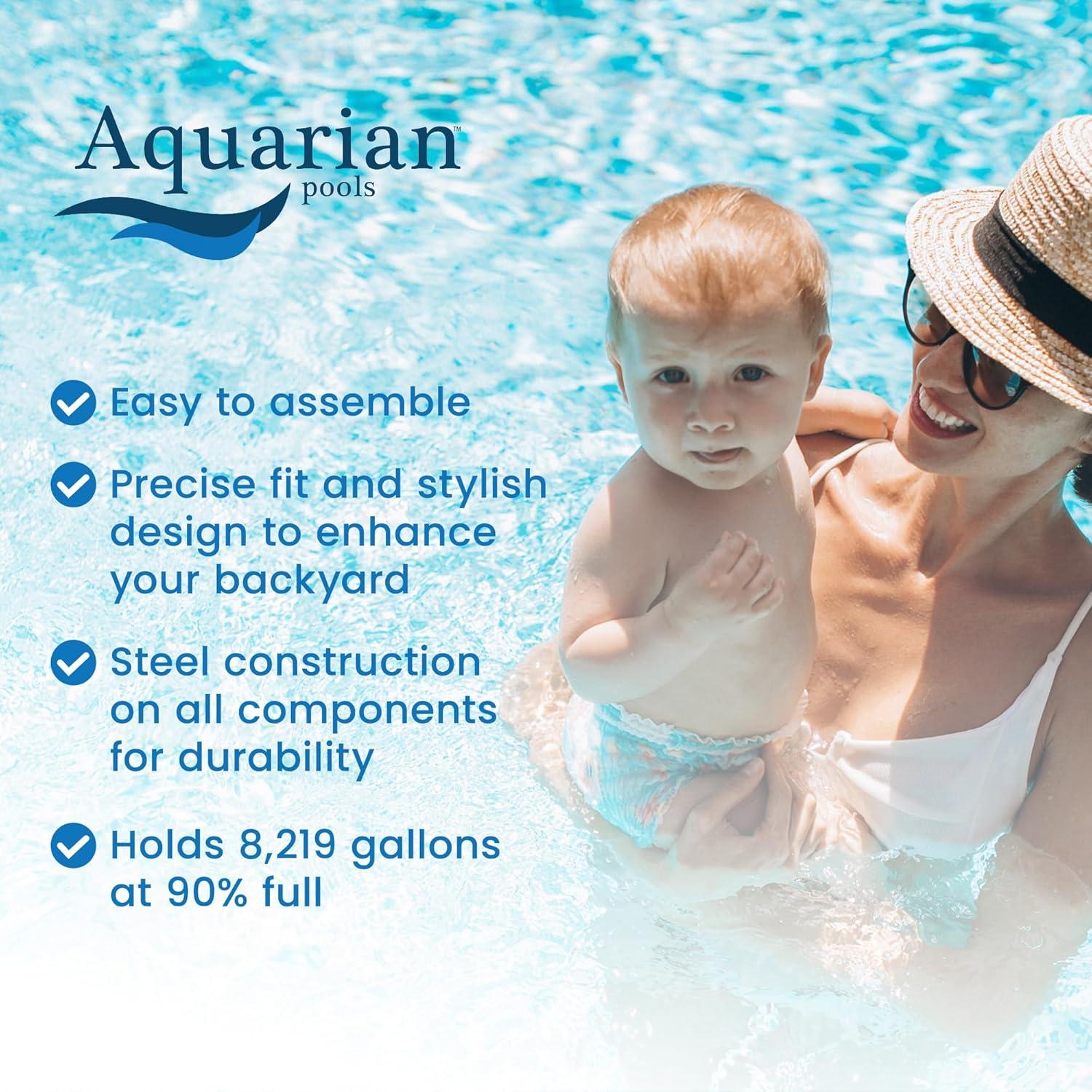 Aquarian Pools Khaki Venetian 21 Foot by 52 Inch Round Steel Outdoor Backyard Above Ground Family Swimming Pool with Skimmer and Liner Not Included