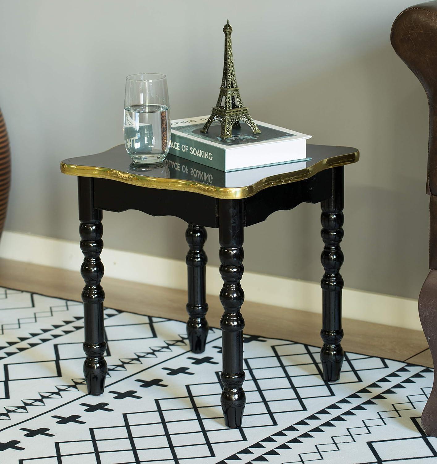 Fabulaxe Square Wooden Side Table, Living Room Accent End Table, Gold and Brown