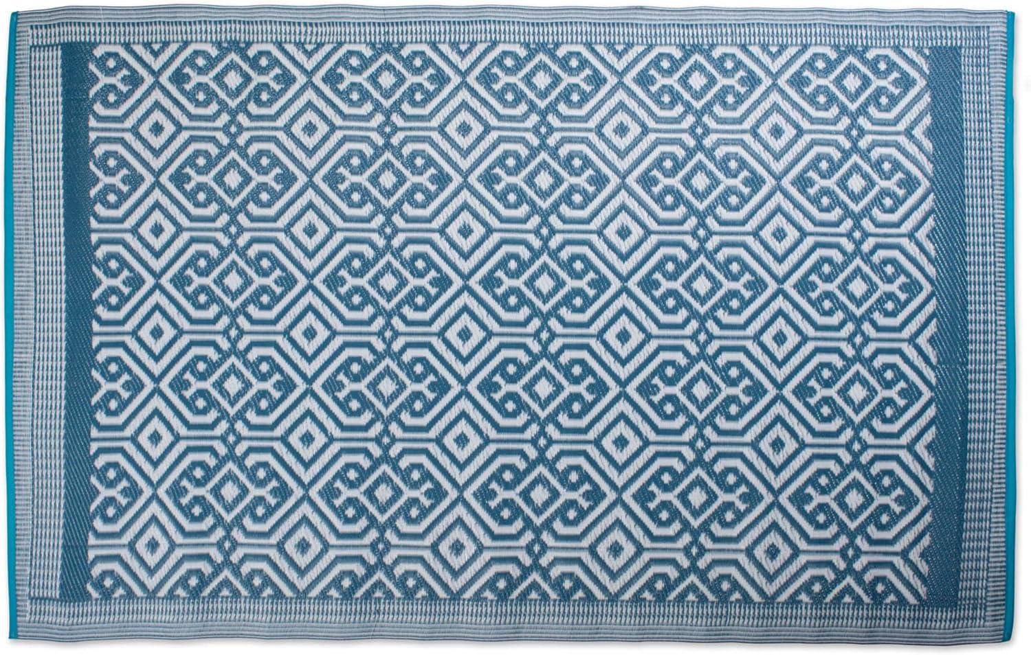 DII Outdoor Rug Collection Reversible Modern Moroccan Woven Mat, 4 x 6', Blue