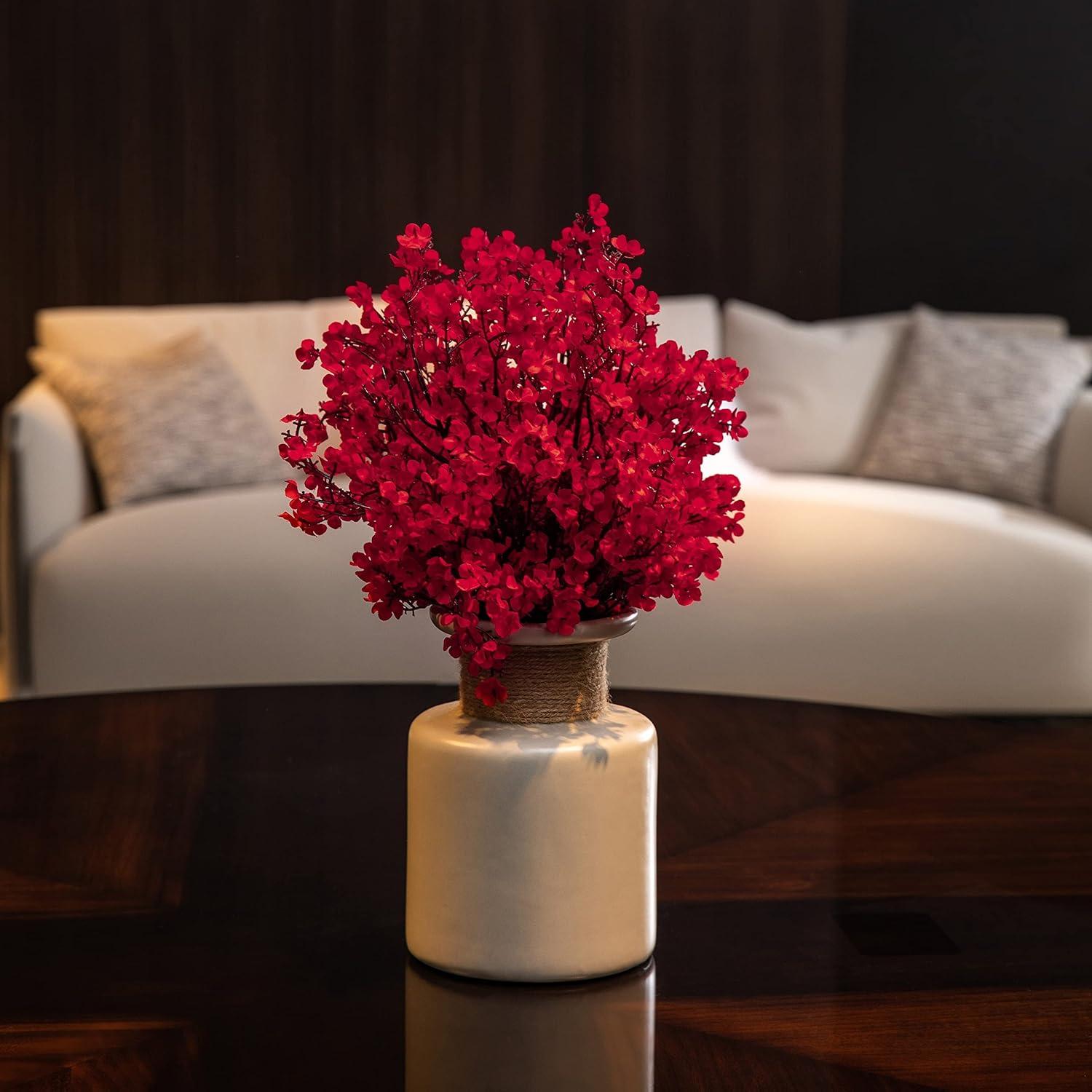 10 Pcs Babys Breath Gypsophila Artificial Flowers Bouquet Fake Silk Flowers Real Touch Flowers for Home Wedding Centerpiece Arrangement Festival Party Decoration (Red)