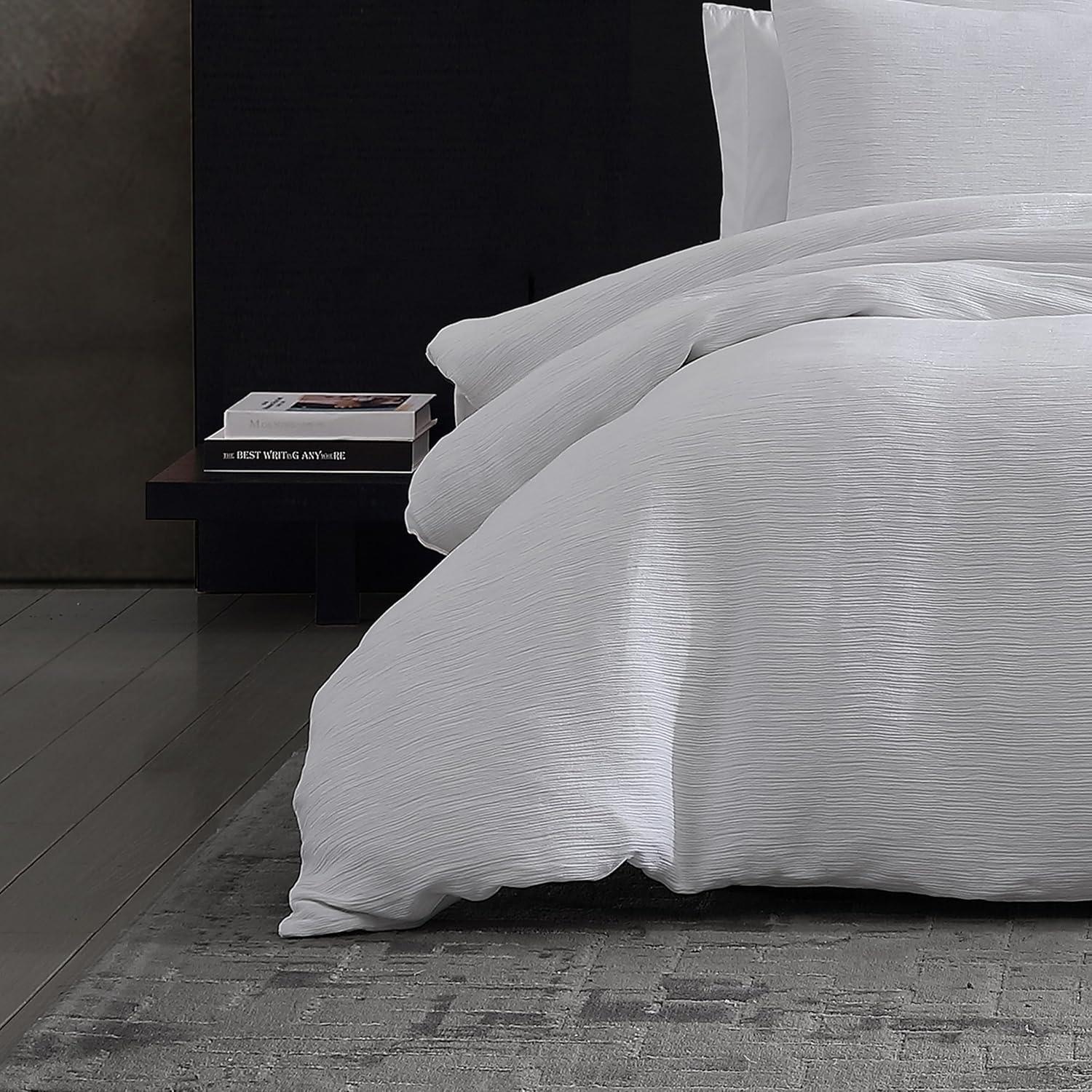 White Cotton King Bedspread Cover Set with Button Closure