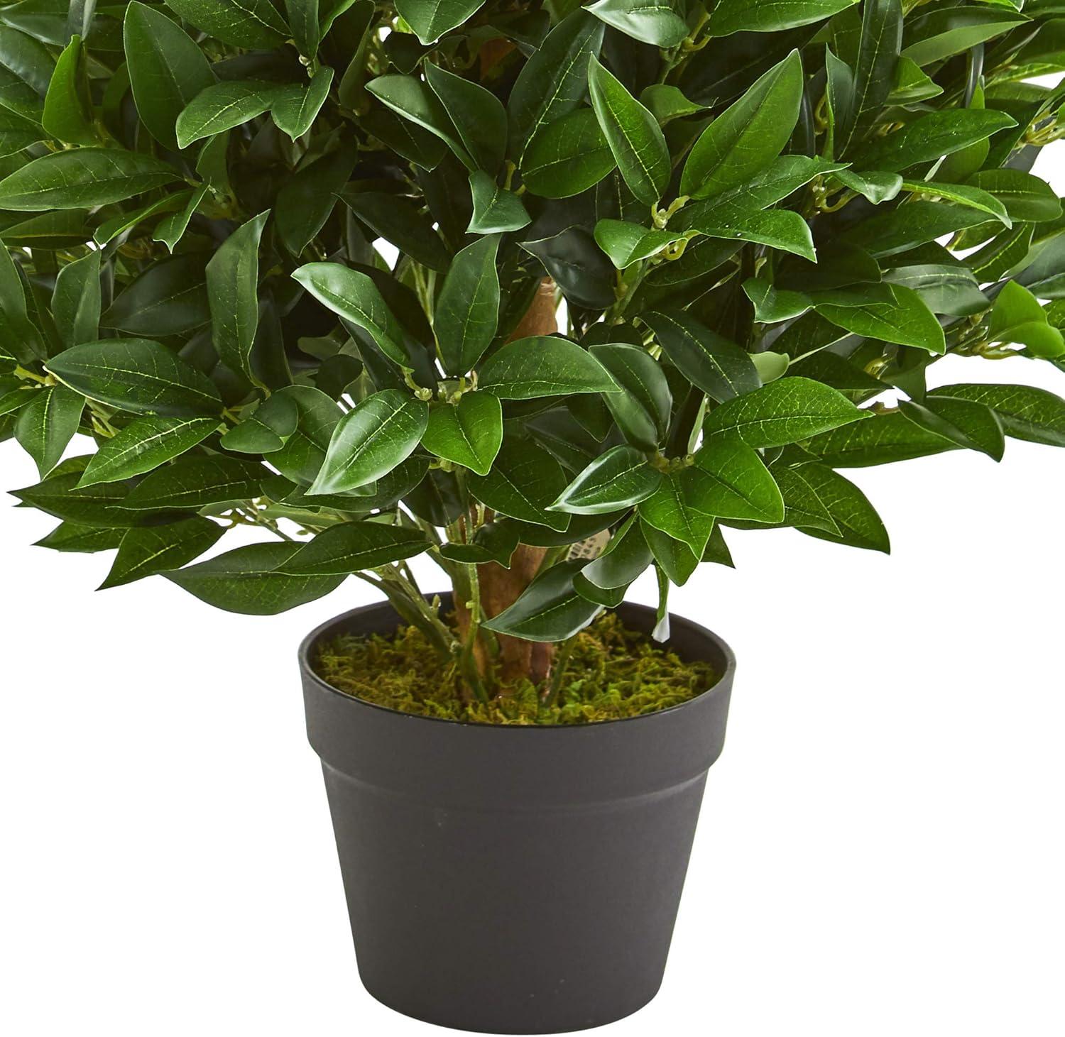 Verdant Elegance 38" UV-Resistant Potted Artificial Bay Leaf Topiary