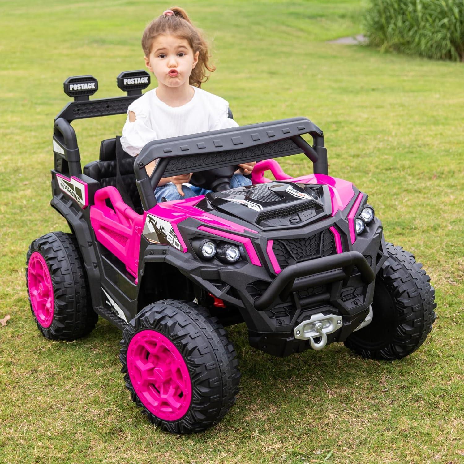 24V Kids Ride on Toy , 2WD Electric Ride on Car for Kids with Remote Control, Bluetooth,and Music, Pink