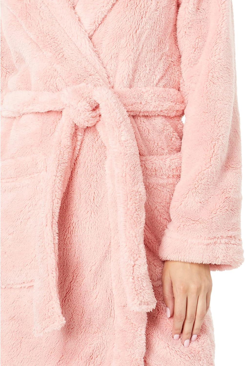 Soft Kiss L Hooded Sherpa Fleece Robe with Pockets