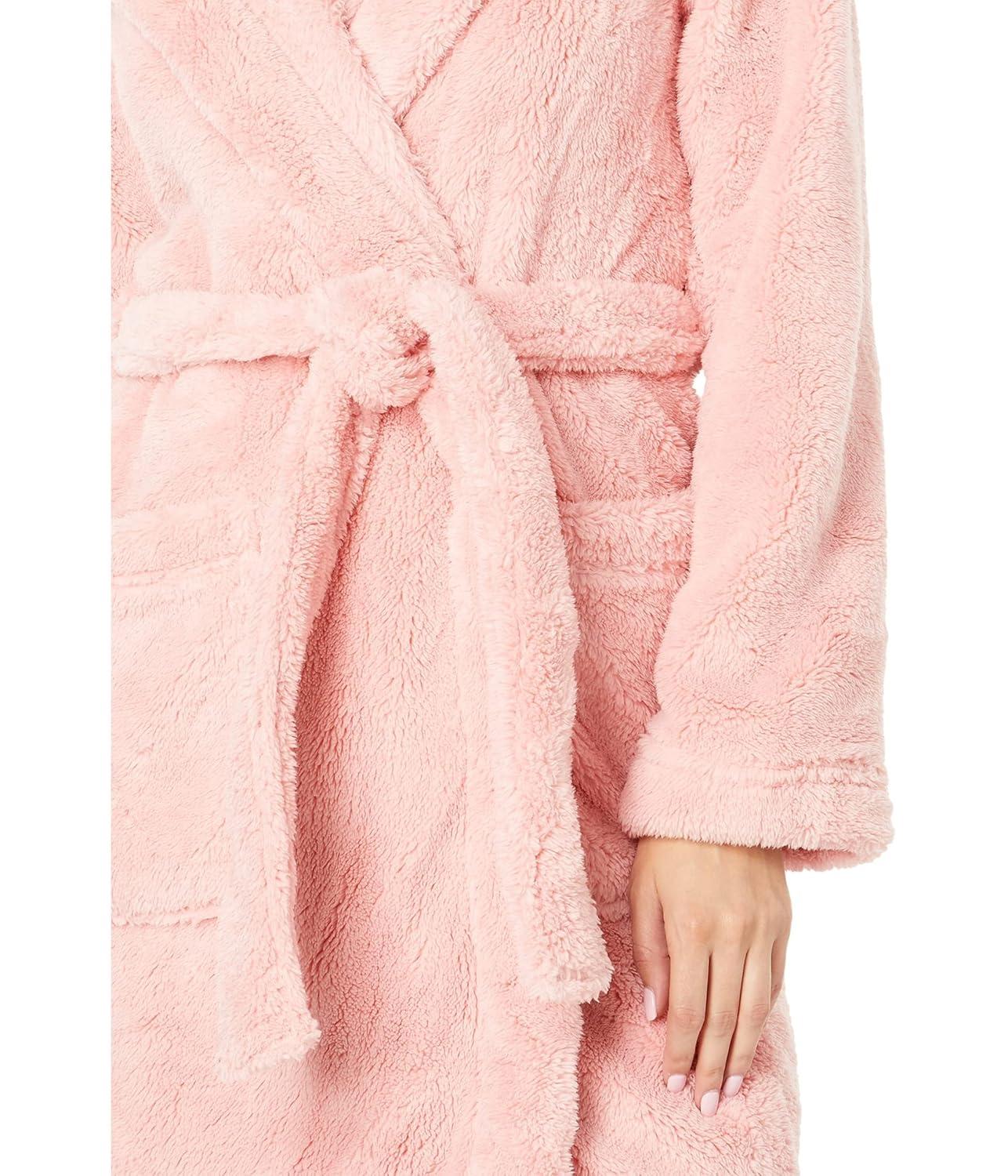 Soft Kiss L Hooded Sherpa Fleece Robe with Pockets