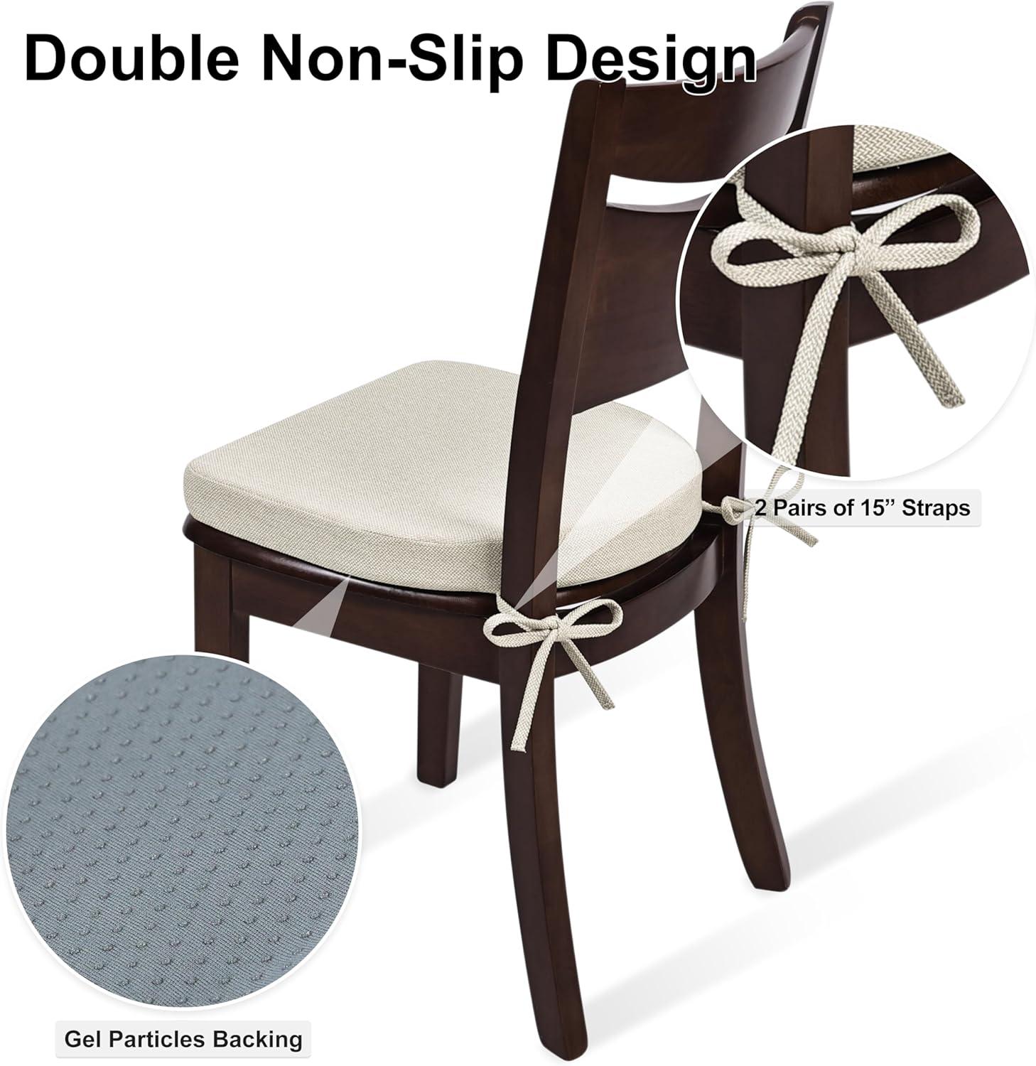 Chair Cushions for Kitchen Chairs Set of 4 Dining Chair Pads, Universal Non-Slip Dining Chair Cushions with Ties for Office Use