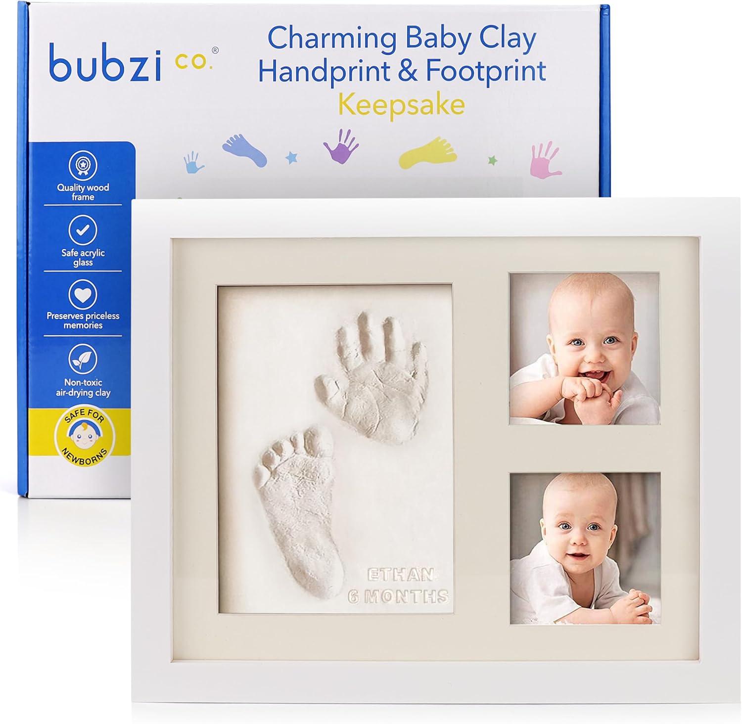 White Wooden Baby Handprint and Footprint Keepsake Frame