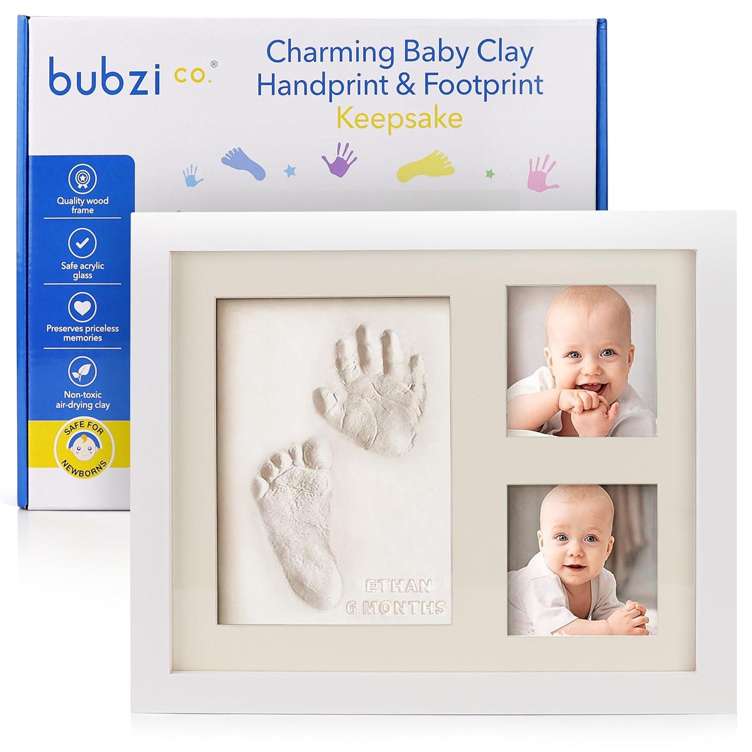 White Wooden Baby Handprint and Footprint Keepsake Frame