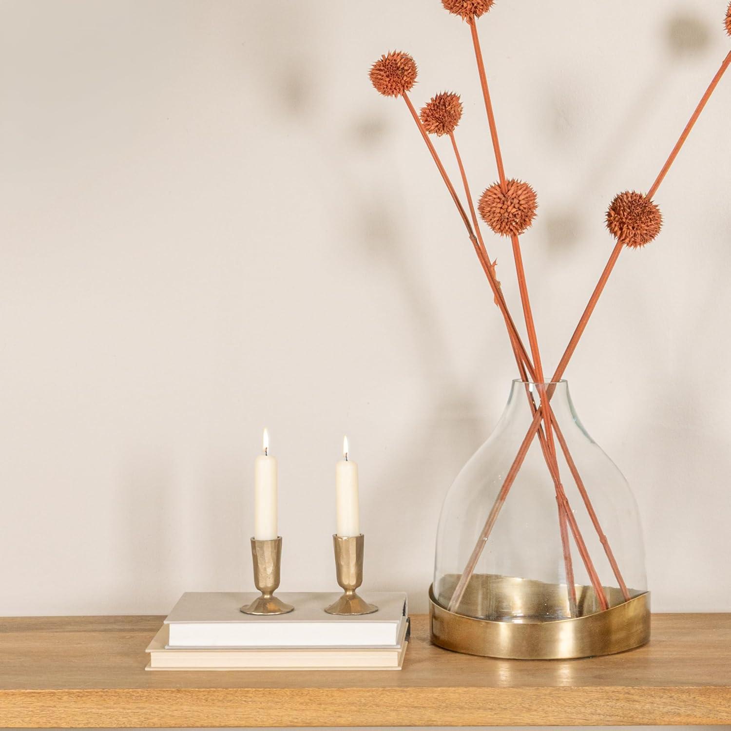 Antique Brass and Clear Glass Cloche with Metal Tray