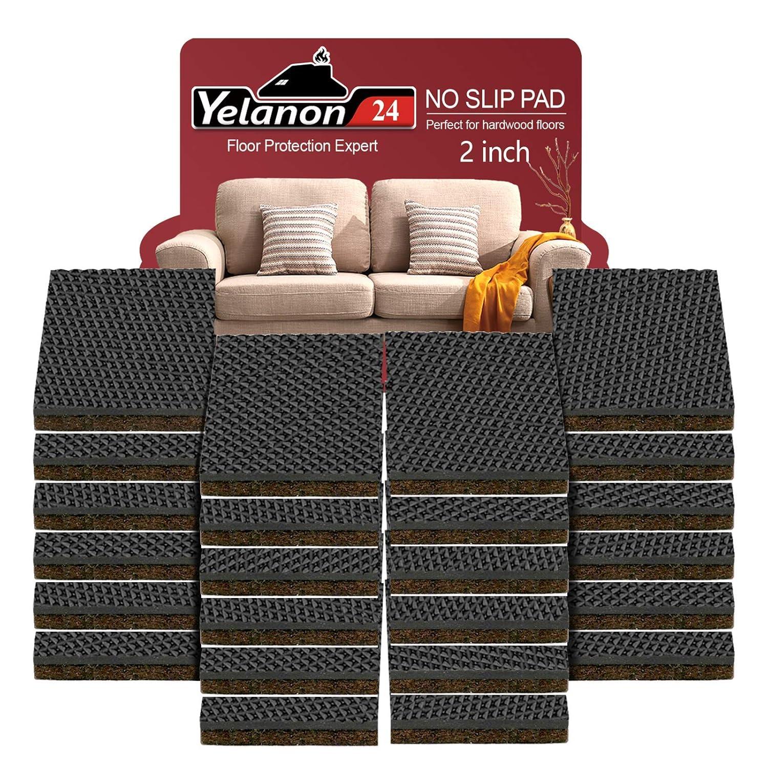 Yelanon Non Slip Furniture Pads -24 pcs 2’’ Furniture Grippers Hardwood Floors, Non Skid for Furniture Legs,Self Adhesive Rubber Feet, Anti Slide Furniture Floors Protectors for Keep Couch Stoppers