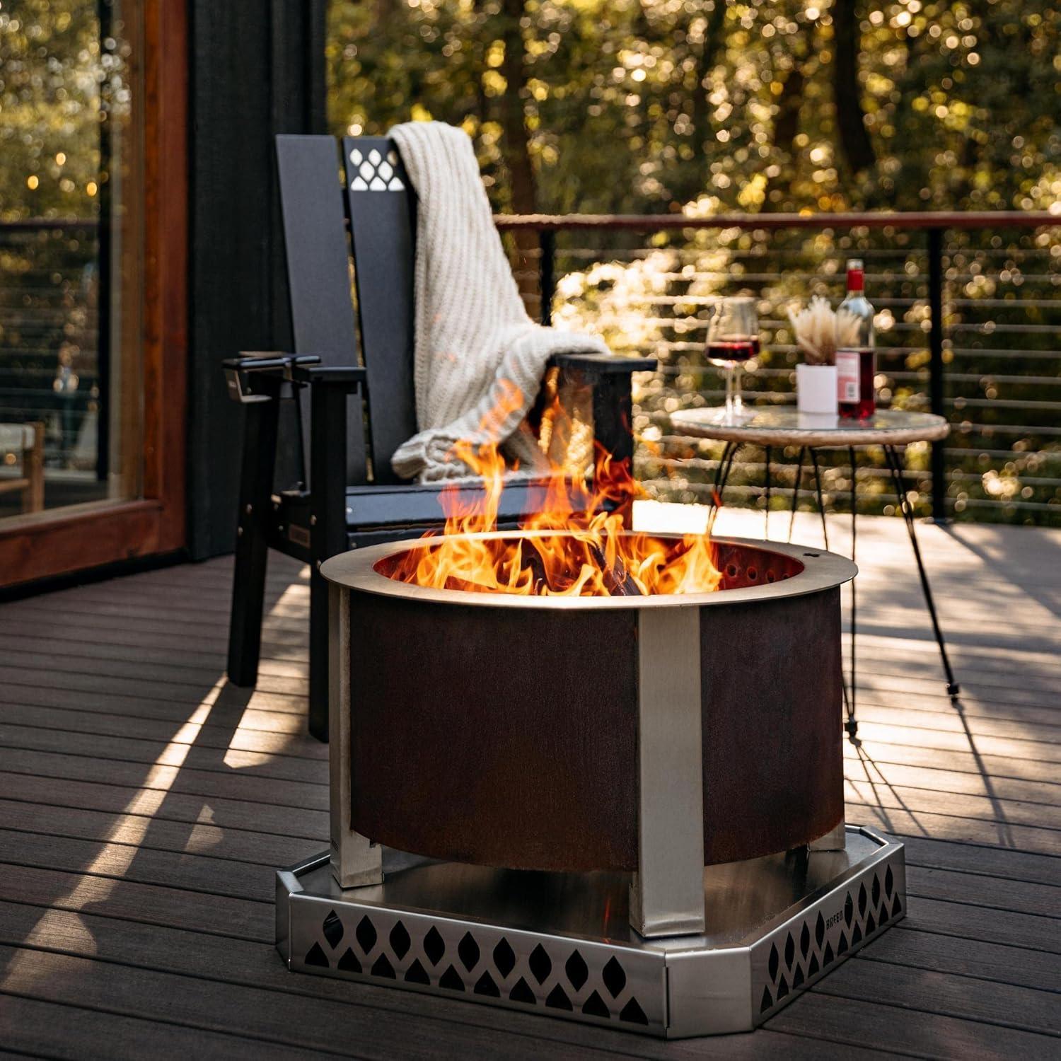 Breeo X Series 24 Corten Smokeless Fire Pit 24 in. W Corten Steel Outdoor Round Wood Fire Pit