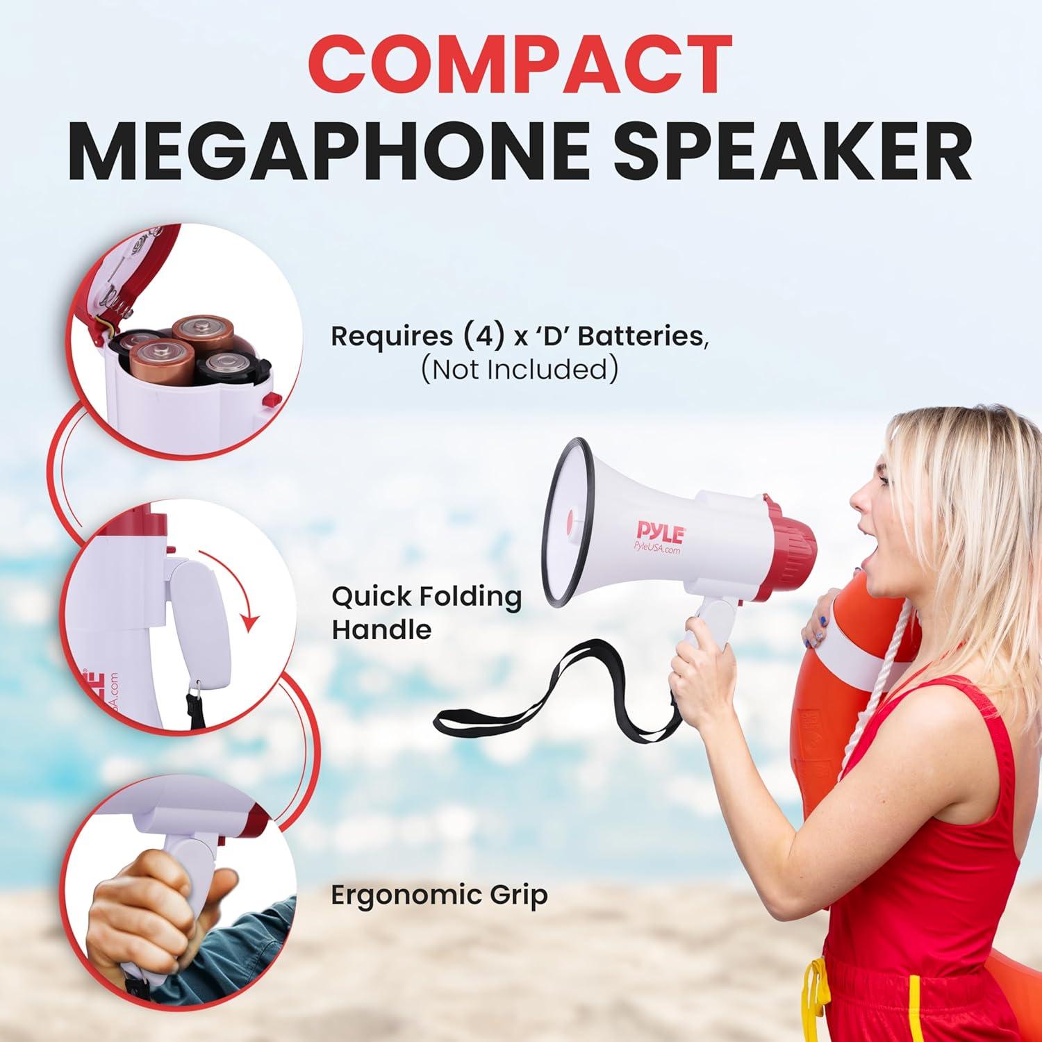 Pyle Pro Handheld Megaphone Bull Horn with Siren and Voice Recorder | PMP35R