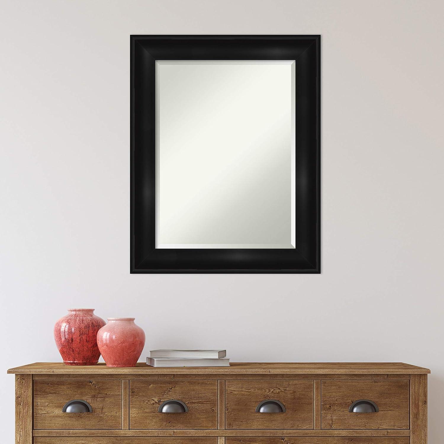 24" x 30" Non-Beveled Grand Black Wall Mirror - Amanti Art: Modern Rectangle, Polystyrene Frame