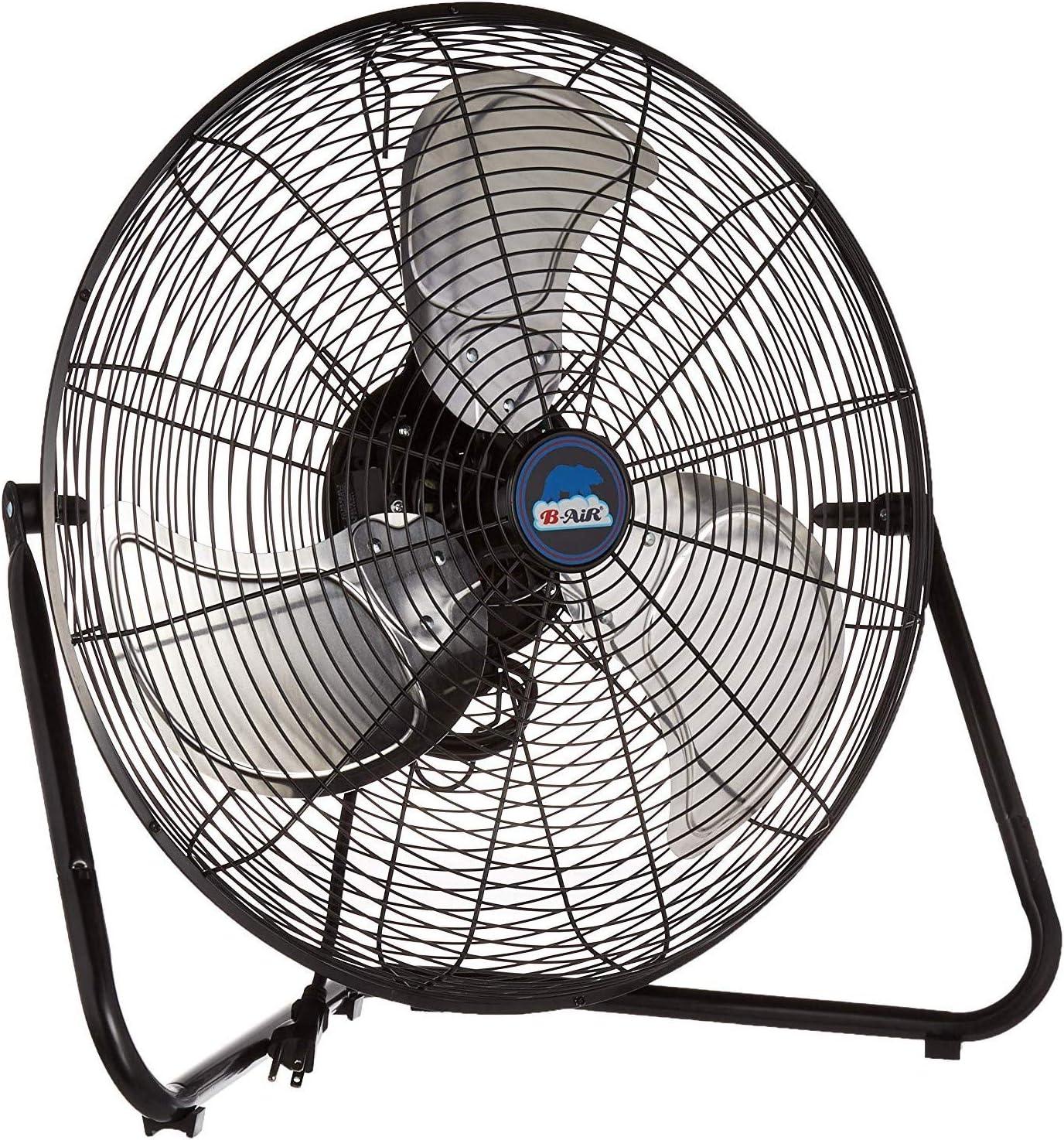B-Air 20" High Velocity 3-Speed Floor Fan, Home and Commercial Use, 24" H, Black, FT-20X, New
